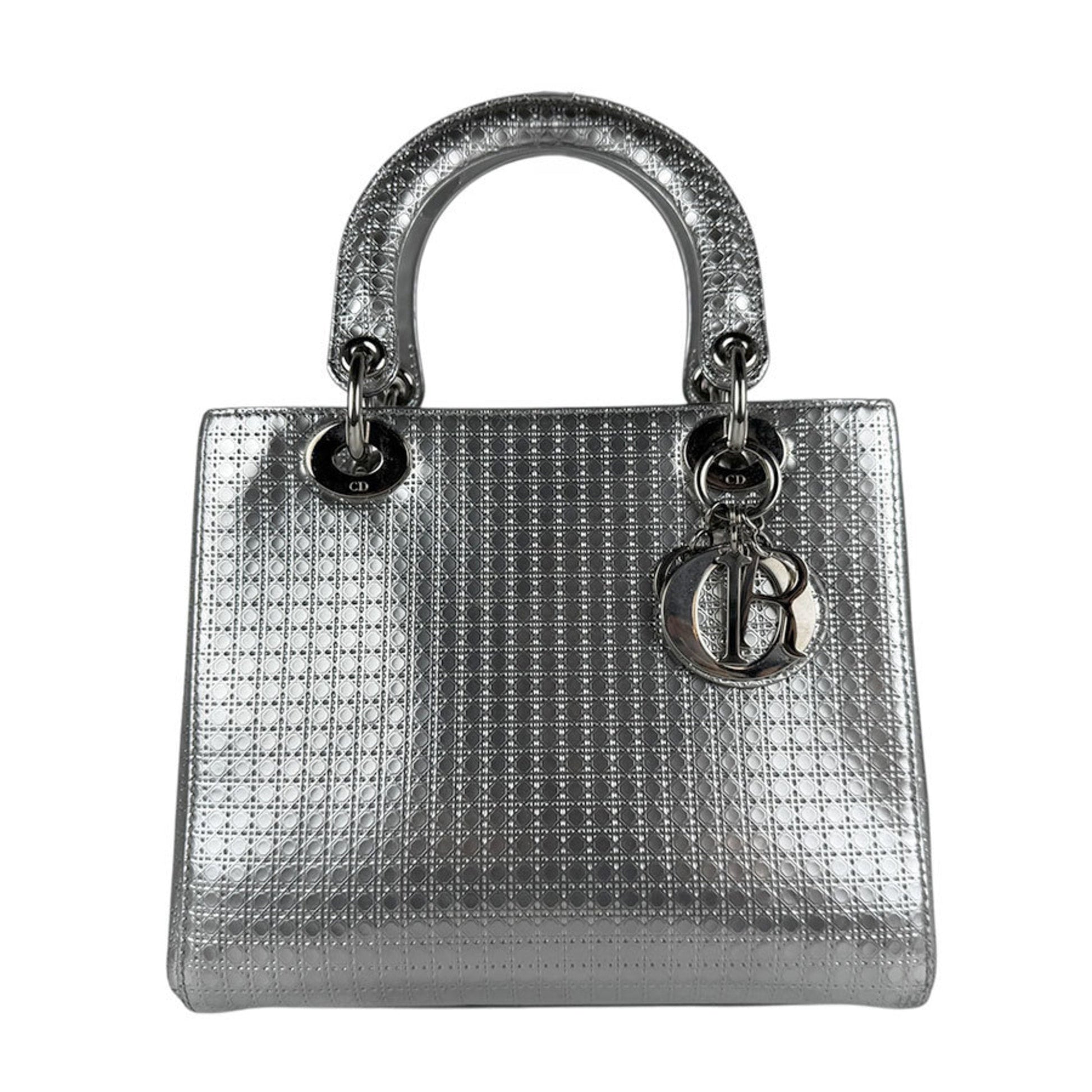 Christian Dior Silver Leather Handbag Shoulder Bag  