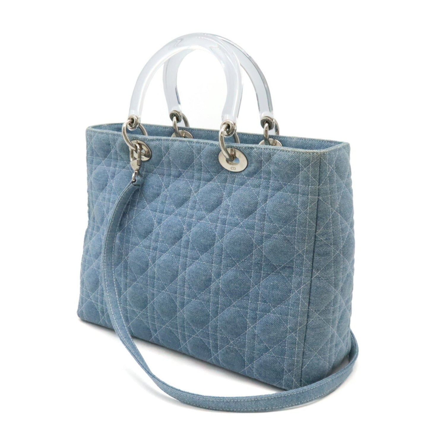 Christian Dior Clear Light Blue Denim Plastic Handbag Shoulder Bag  