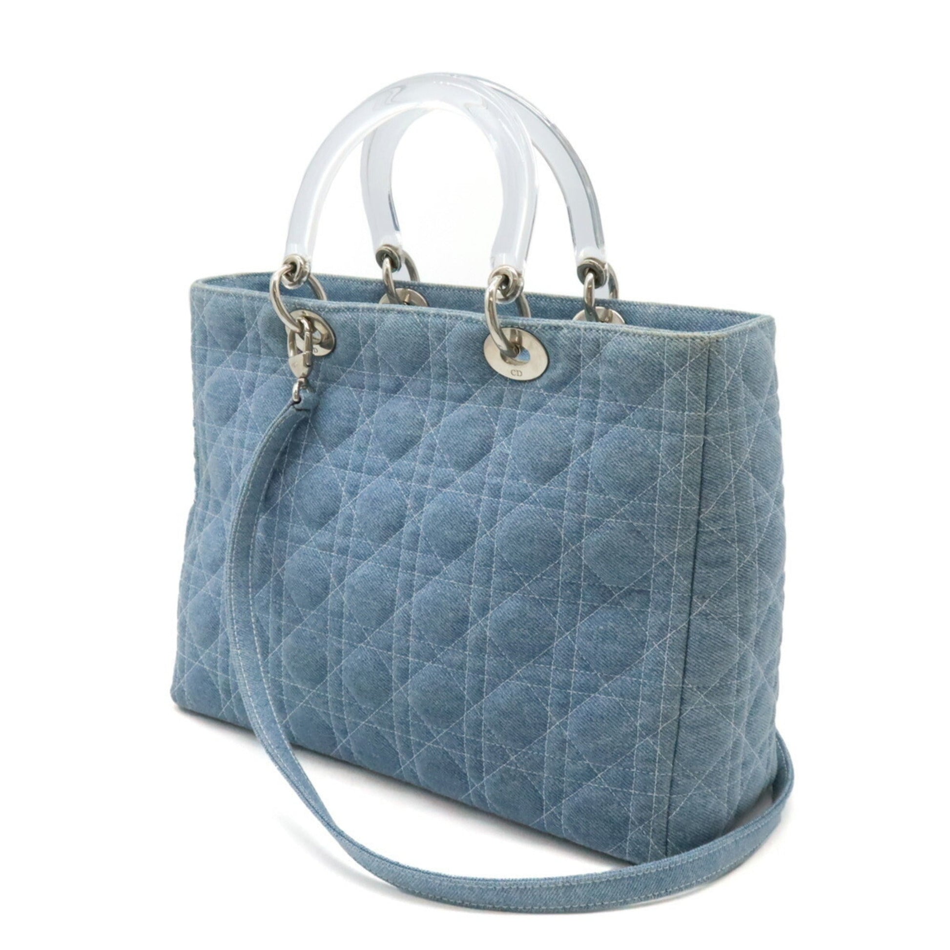 Christian Dior Clear Light Blue Denim Plastic Handbag Shoulder Bag  