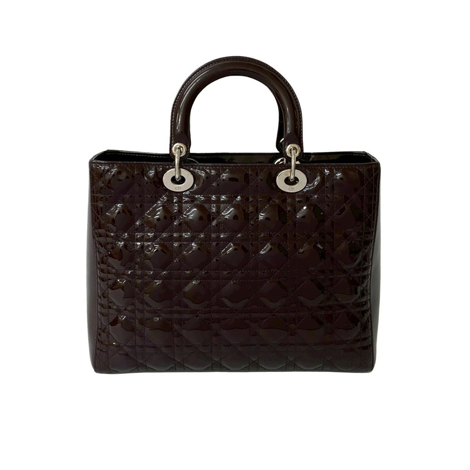 Christian Dior Brown Patent Leather Handbag Shoulder Bag  