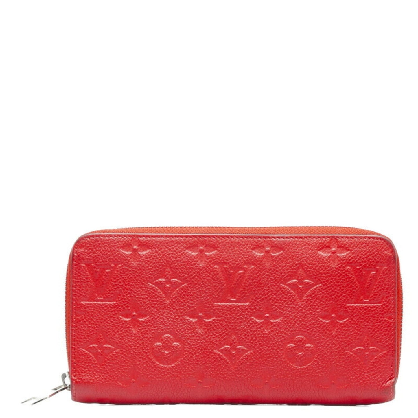 LOUIS VUITTON Monogram Implant Zippy Long Wallet M61865 Cerise Red Calf Leather Women's