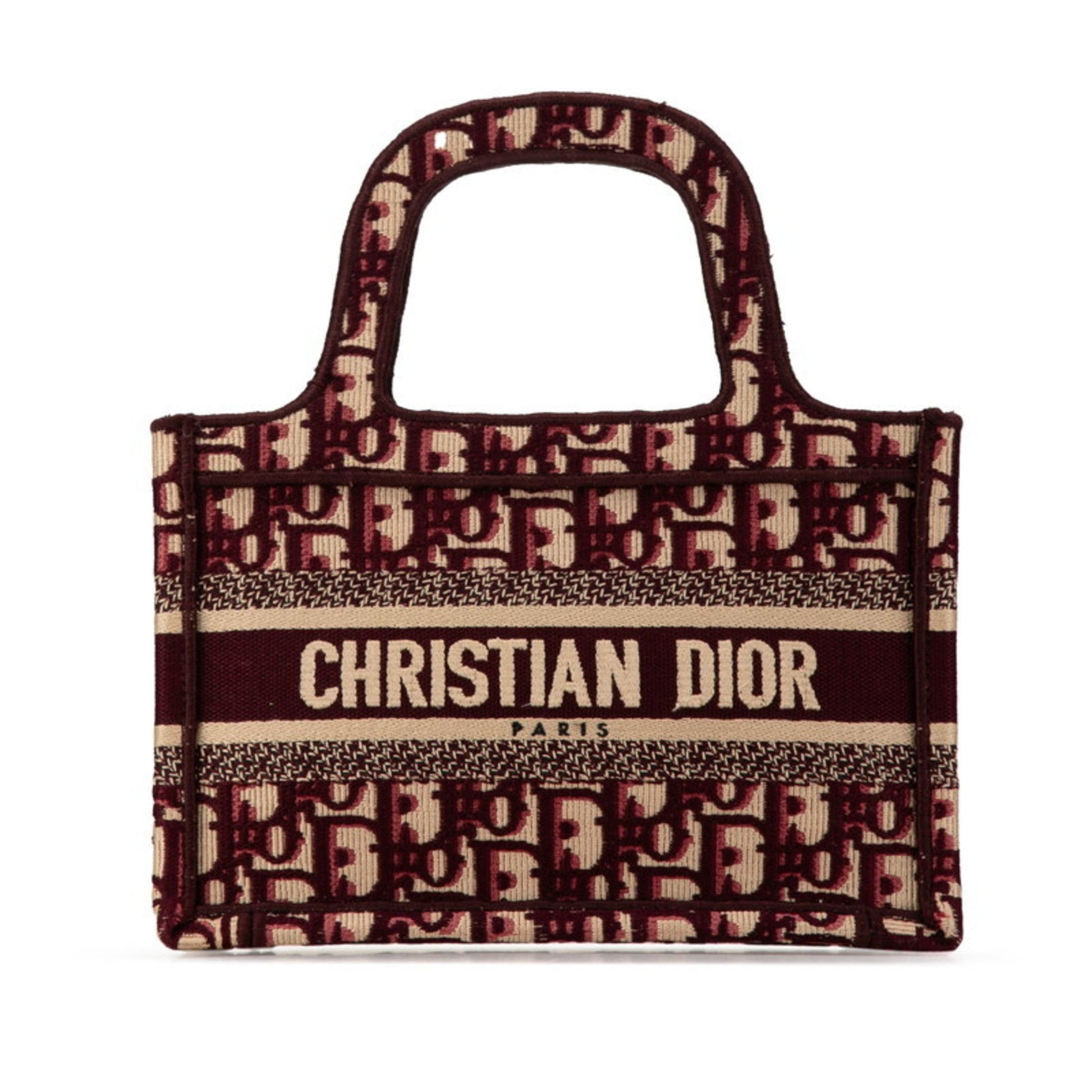 Christian Dior Beige Wine Canvas Handbag Tote Bag  