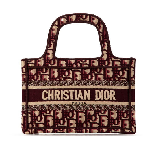 Christian Dior Beige Wine Canvas Handbag Tote Bag  