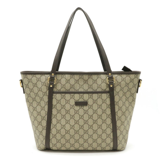 Gucci GG Supreme Brown Leather PVC Tote Style 2