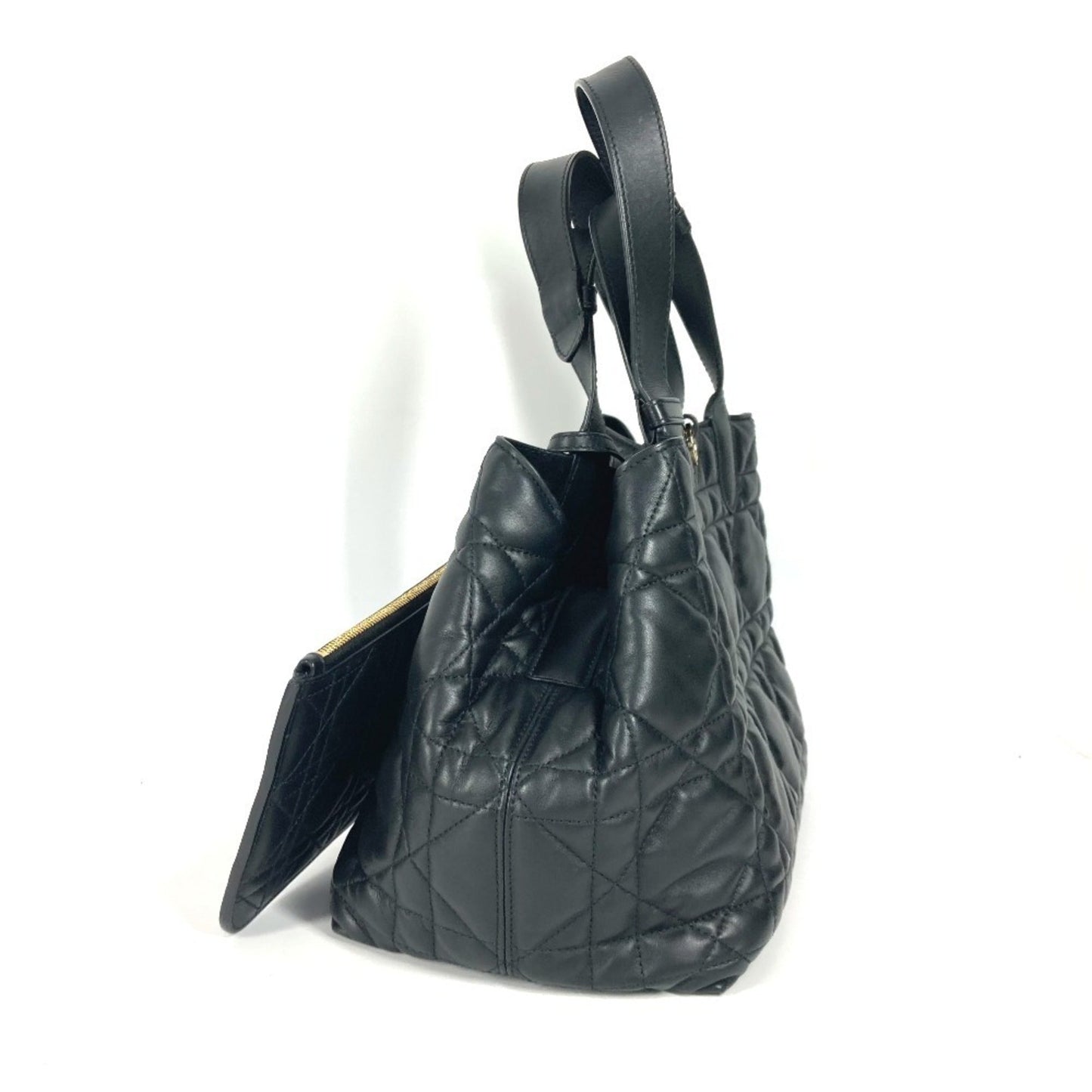 Christian Dior Black Leather Handbag Pouch Shoulder Bag Tote Bag  