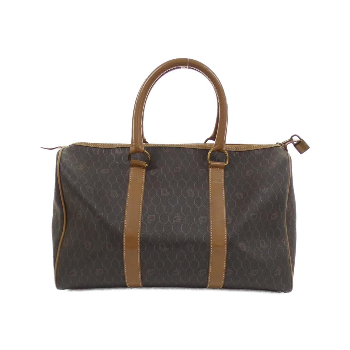 Christian Dior Brown Coated Canvas Boston Bag  