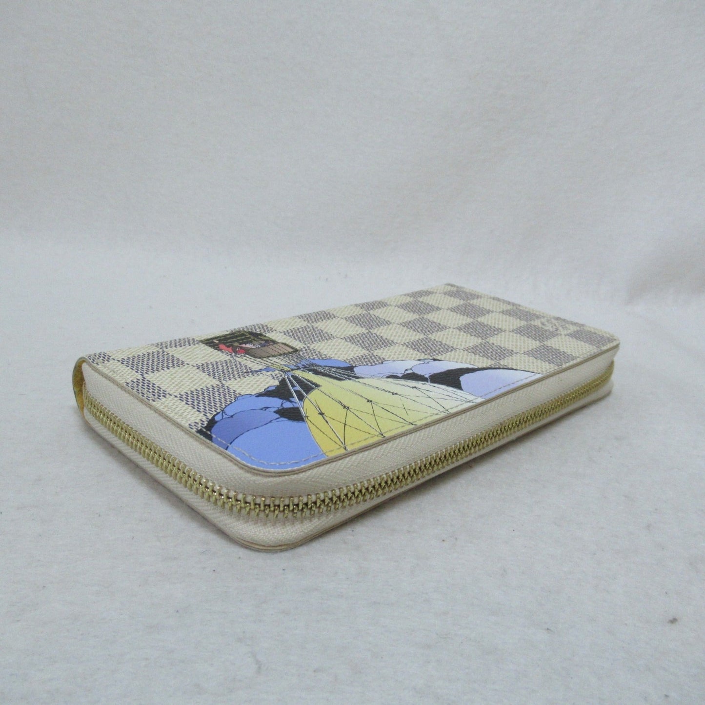 LOUIS VUITTON Illustre Zippy Wallet Round Long Wallet Ivory Damier Azur PVC coated canvas N63006