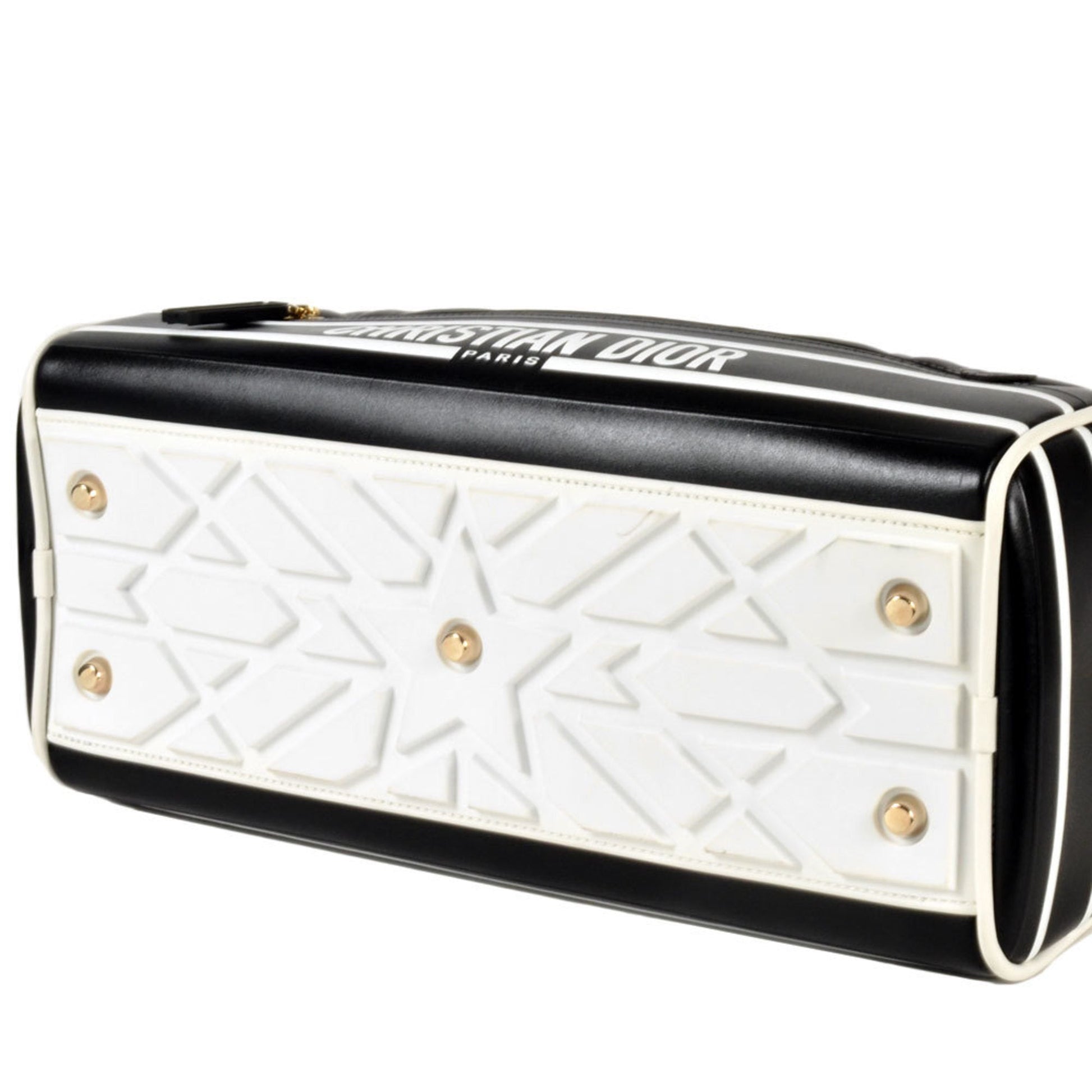Christian Dior Black White Leather Handbag  