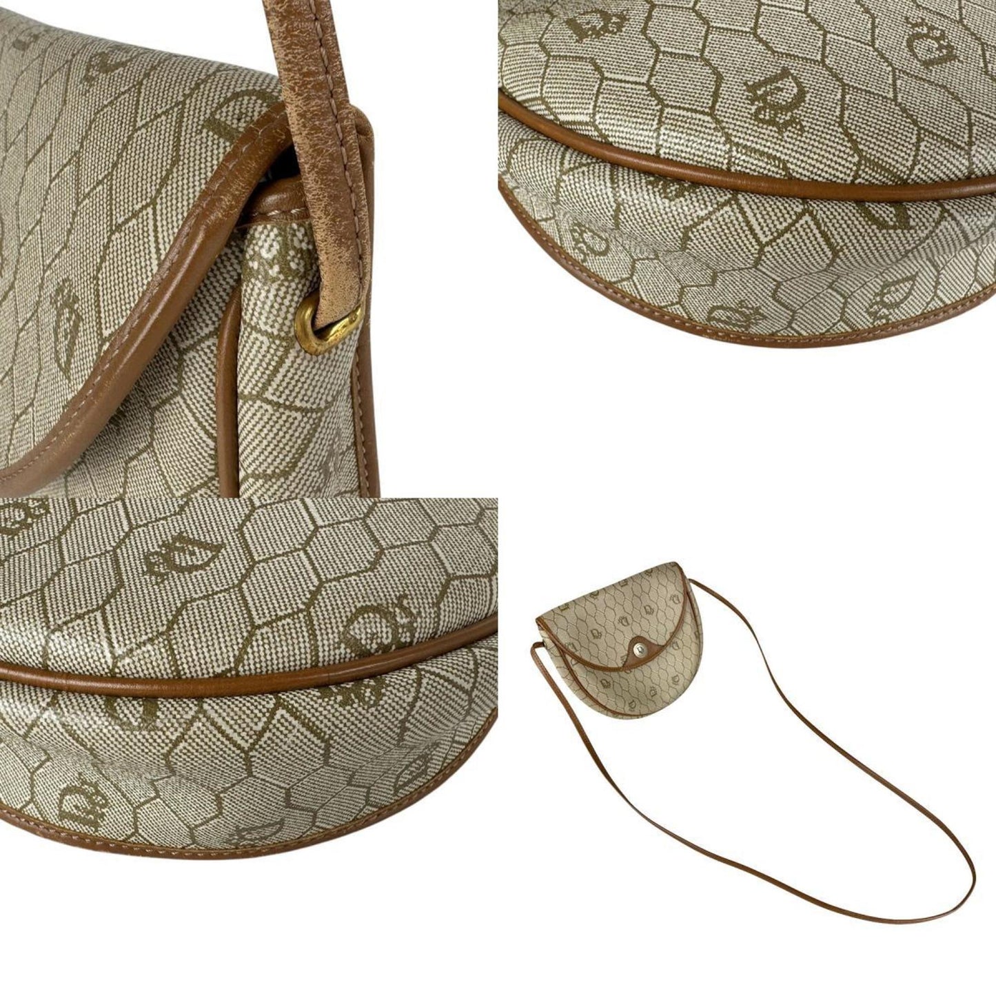 Christian Dior Beige Brown Pvc Leather Shoulder Bag  