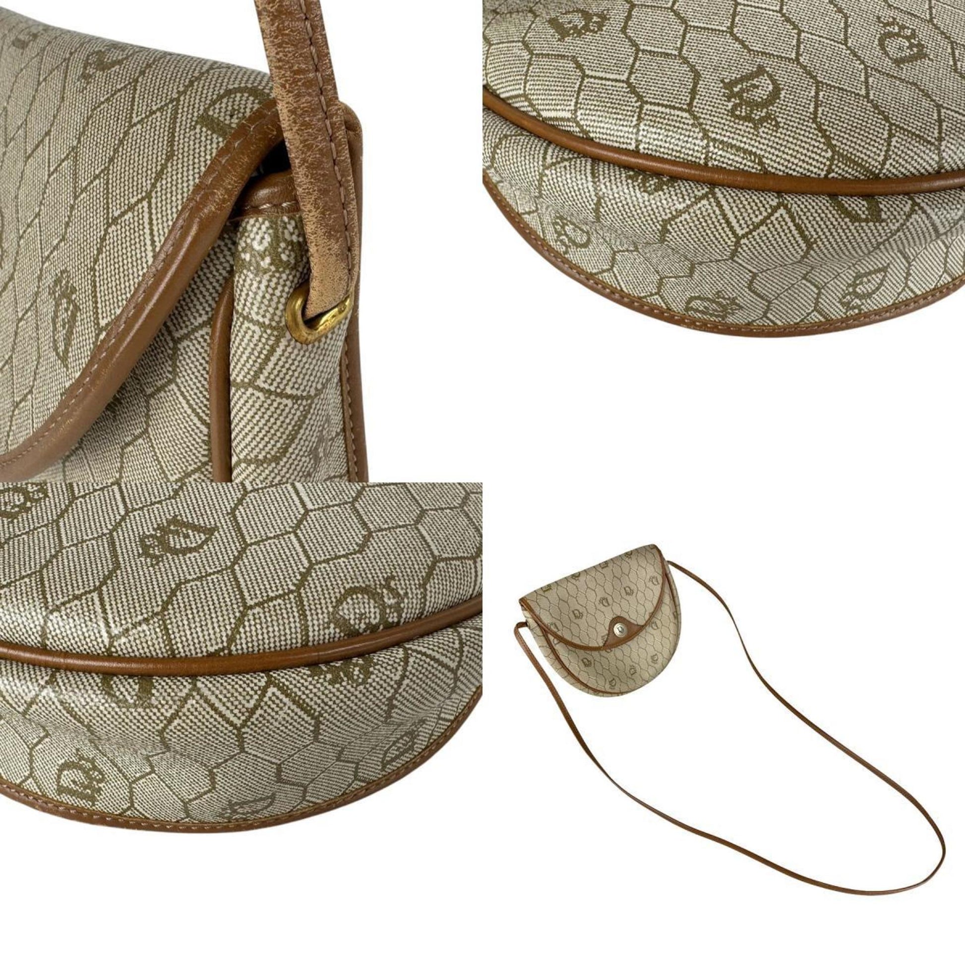 Christian Dior Beige Brown Pvc Leather Shoulder Bag  
