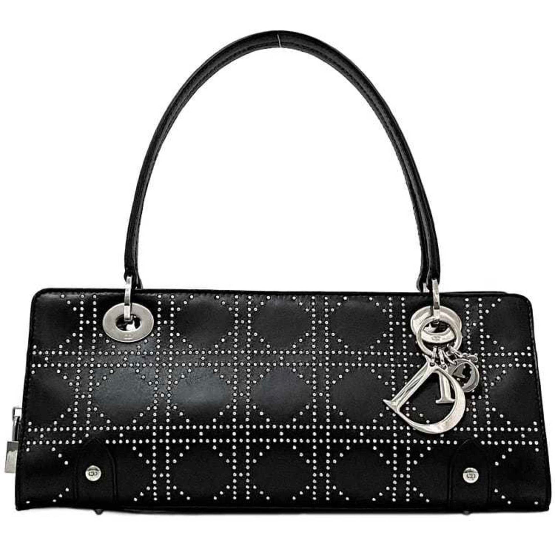 Christian Dior Black Leather Handbag Shoulder Bag  