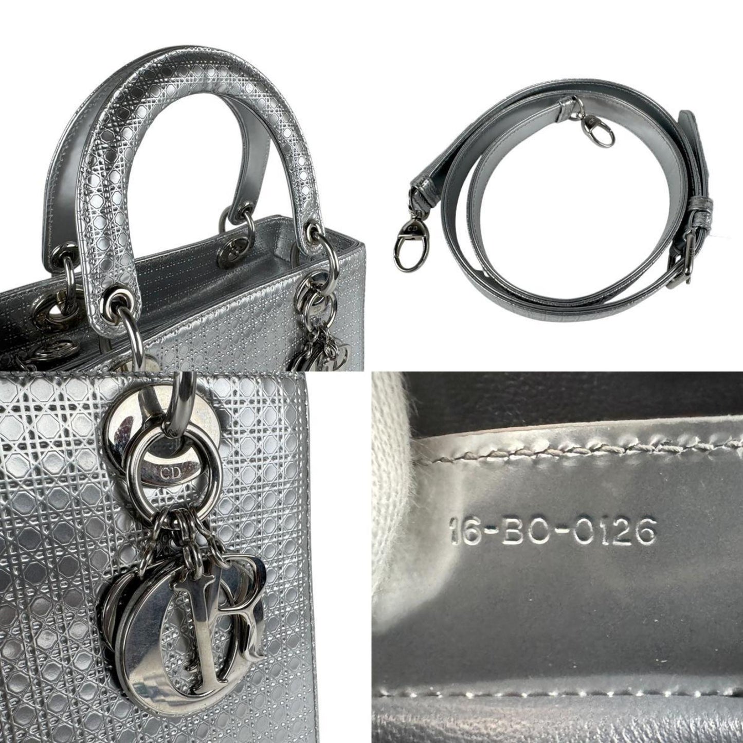 Christian Dior Silver Leather Handbag Shoulder Bag  
