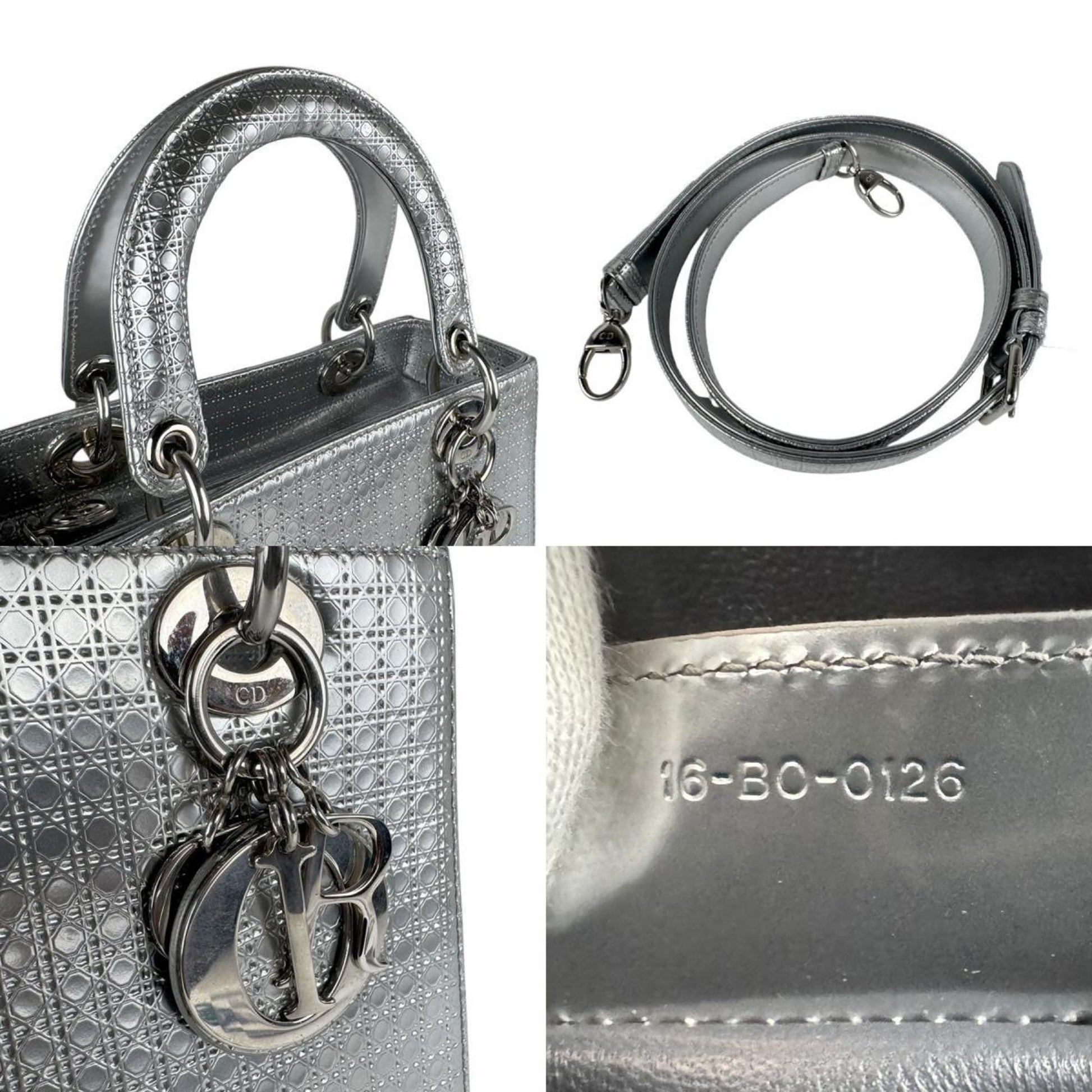 Christian Dior Silver Leather Handbag Shoulder Bag  