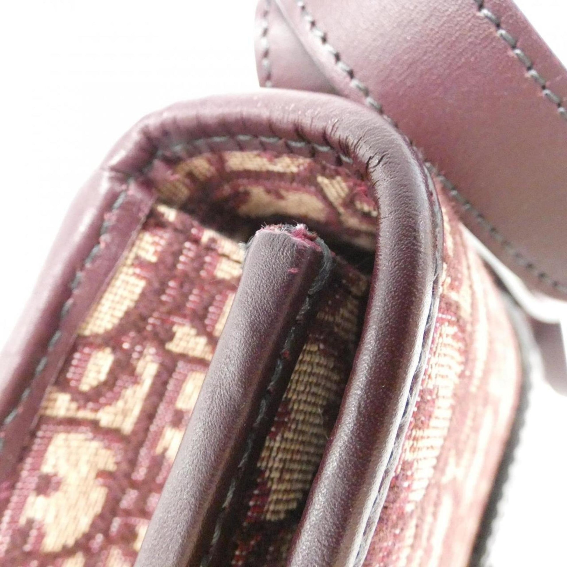 Christian Dior Burgundy Canvas Shoulder Bag  