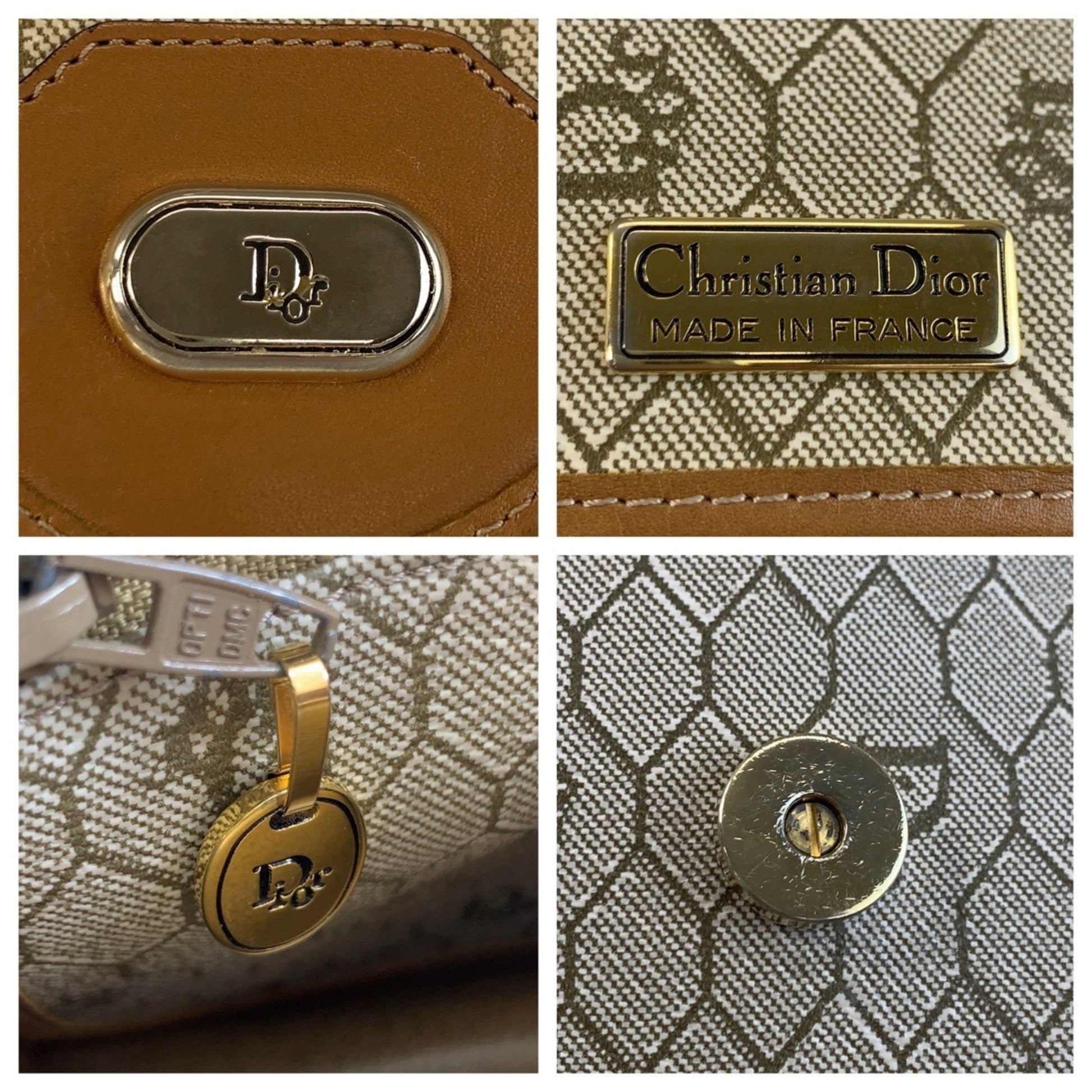 Christian Dior Beige Brown Pvc Leather Pochette Shoulder Bag  