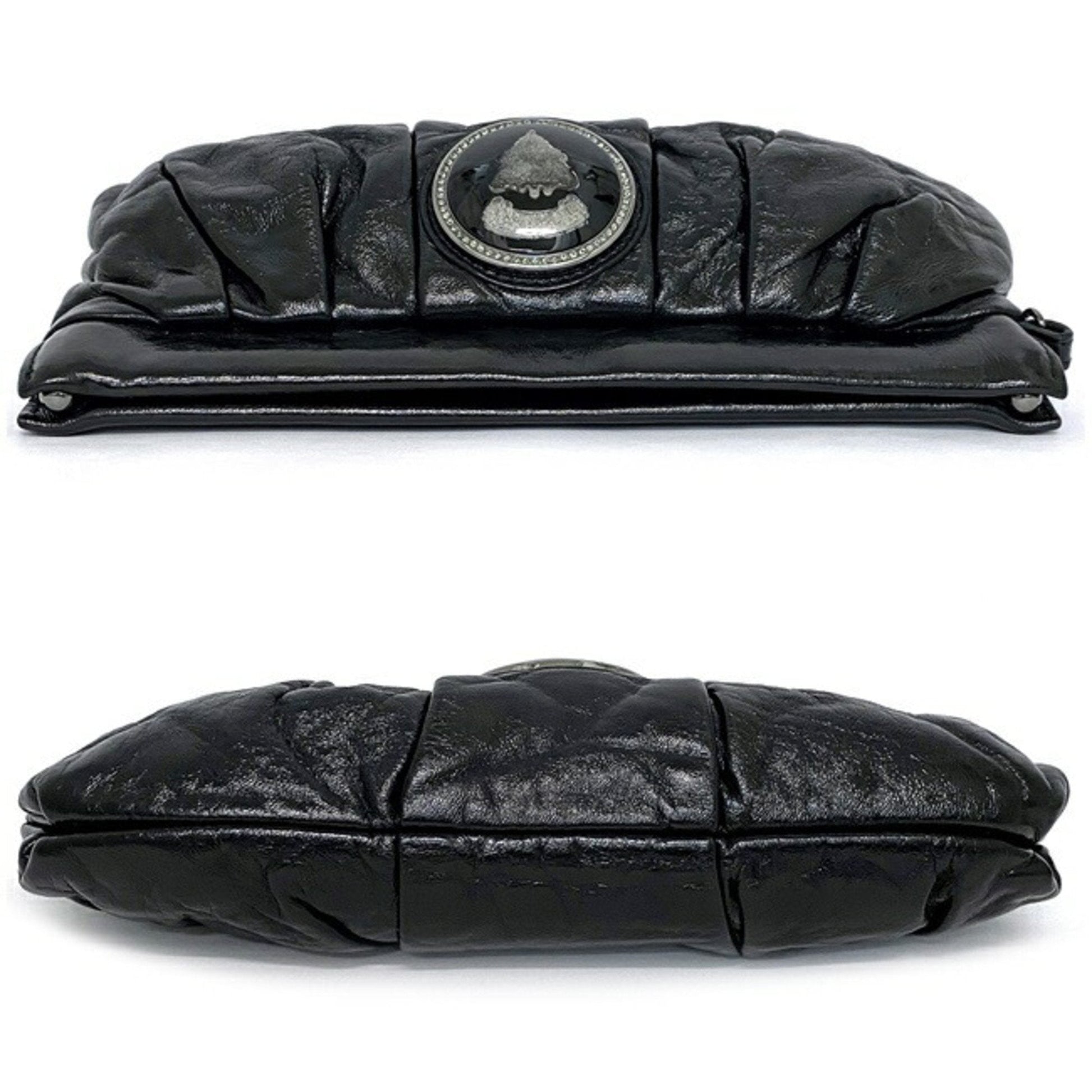 Gucci Black Leather Patent Leather Clutch Style 2