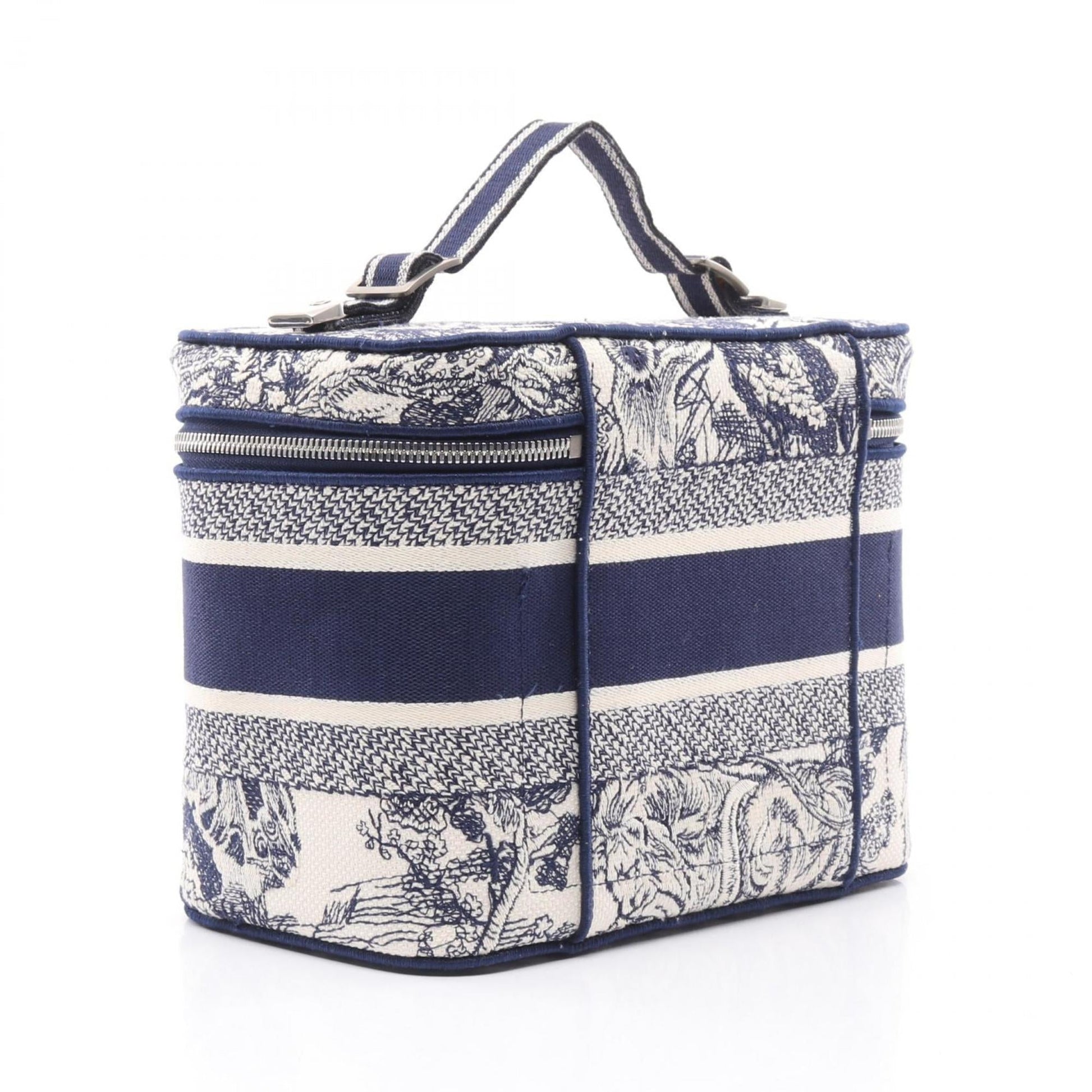 Christian Dior Navy White Canvas Handbag  
