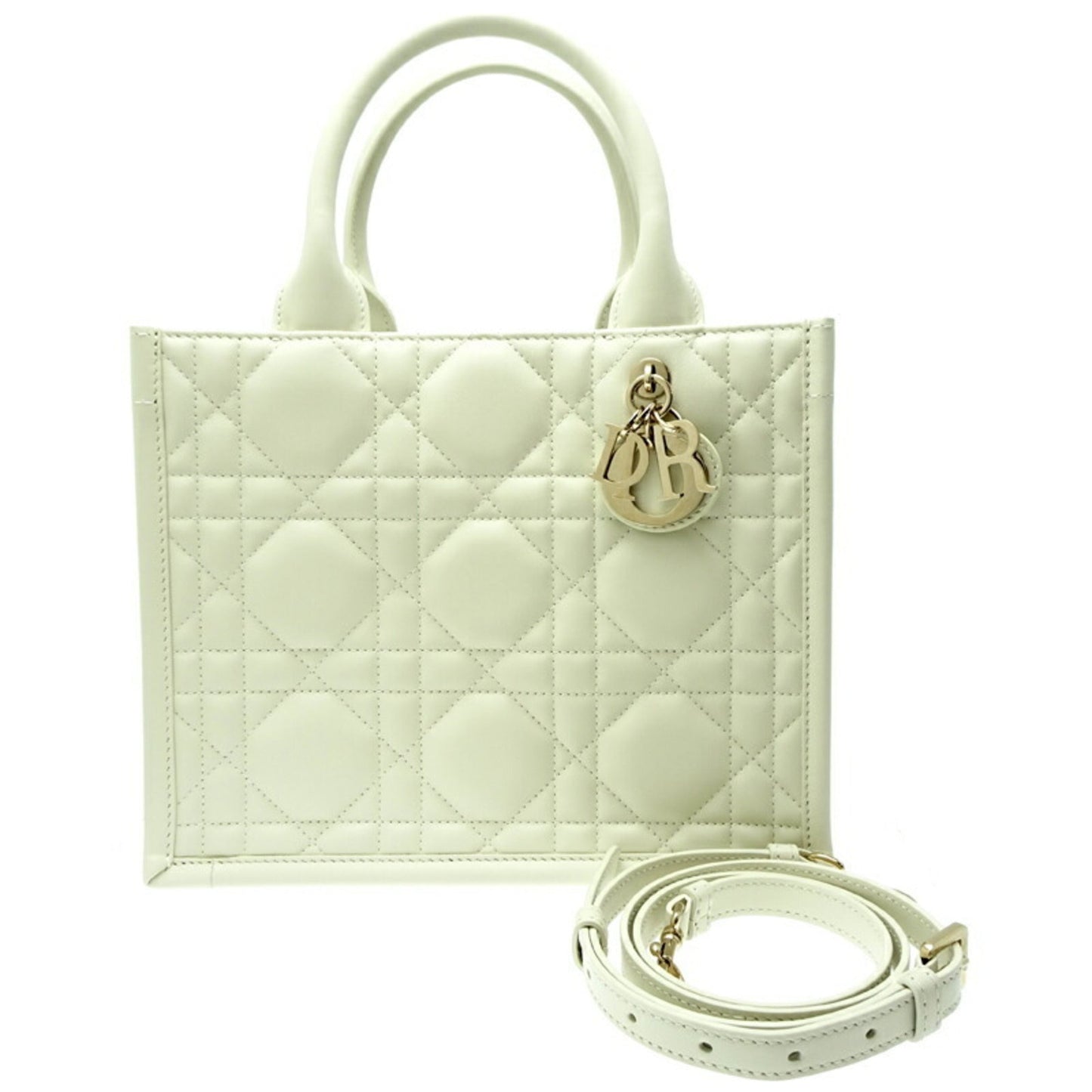Christian Dior White Leather Tote Bag  
