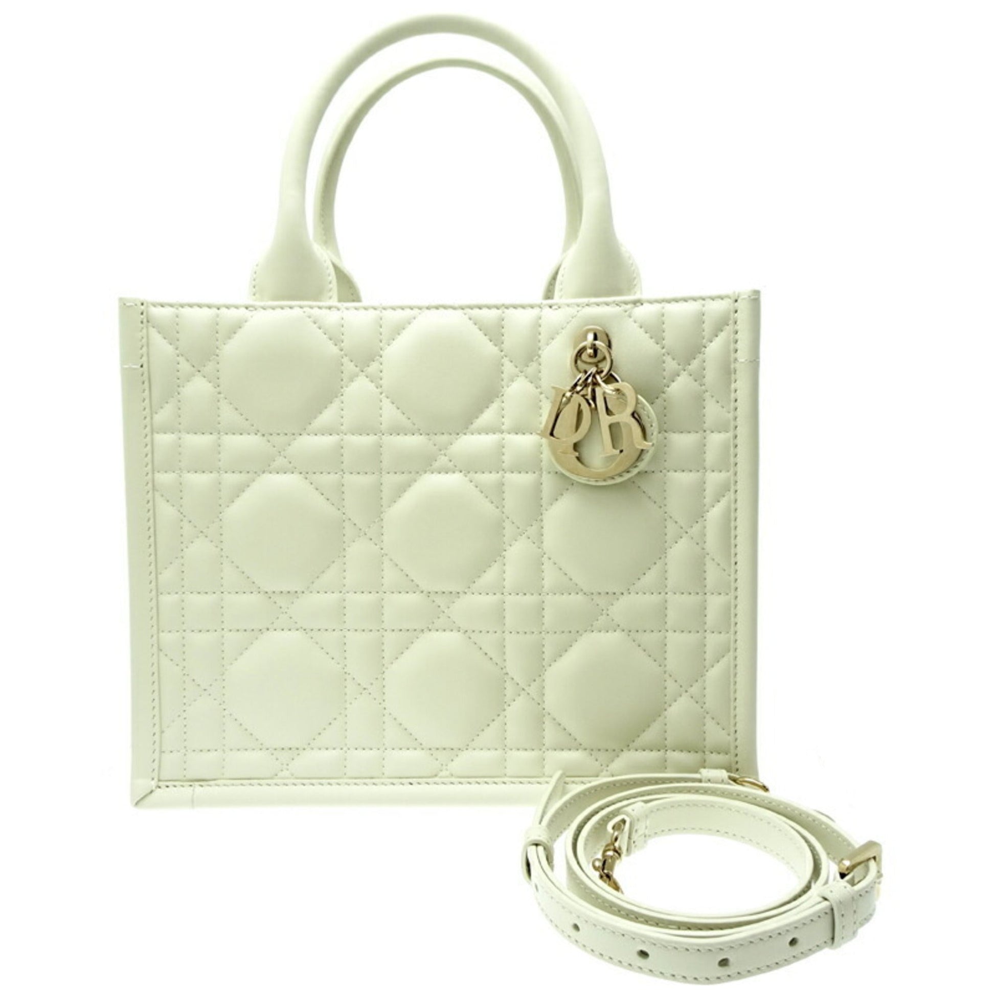 Christian Dior White Leather Tote Bag  
