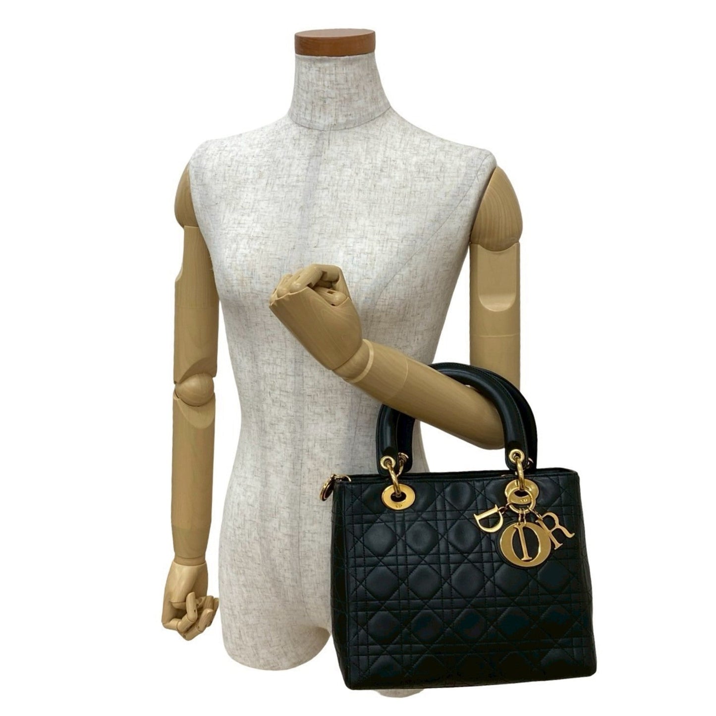 Christian Dior Black Leather Handbag Tote Bag  