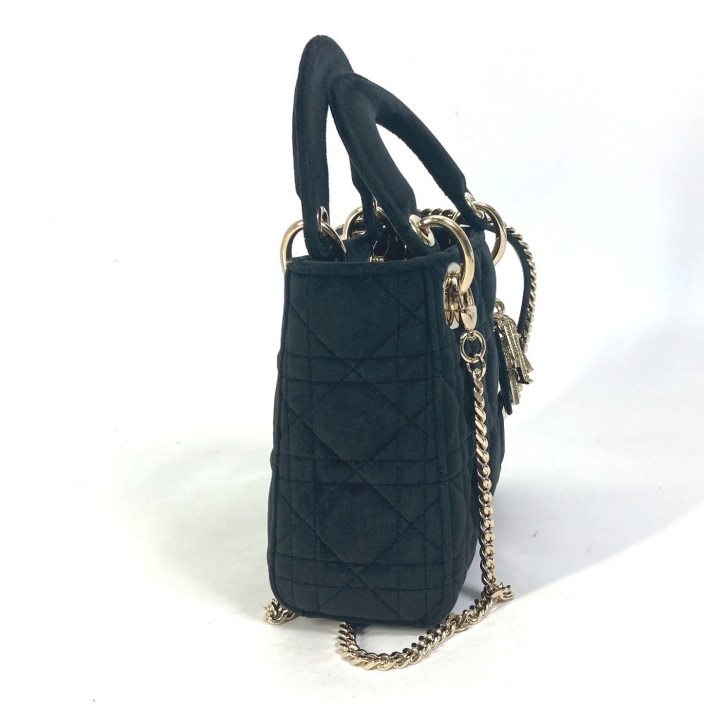 Christian Dior Lady Dior Black Leather Handbag Shoulder Bag  