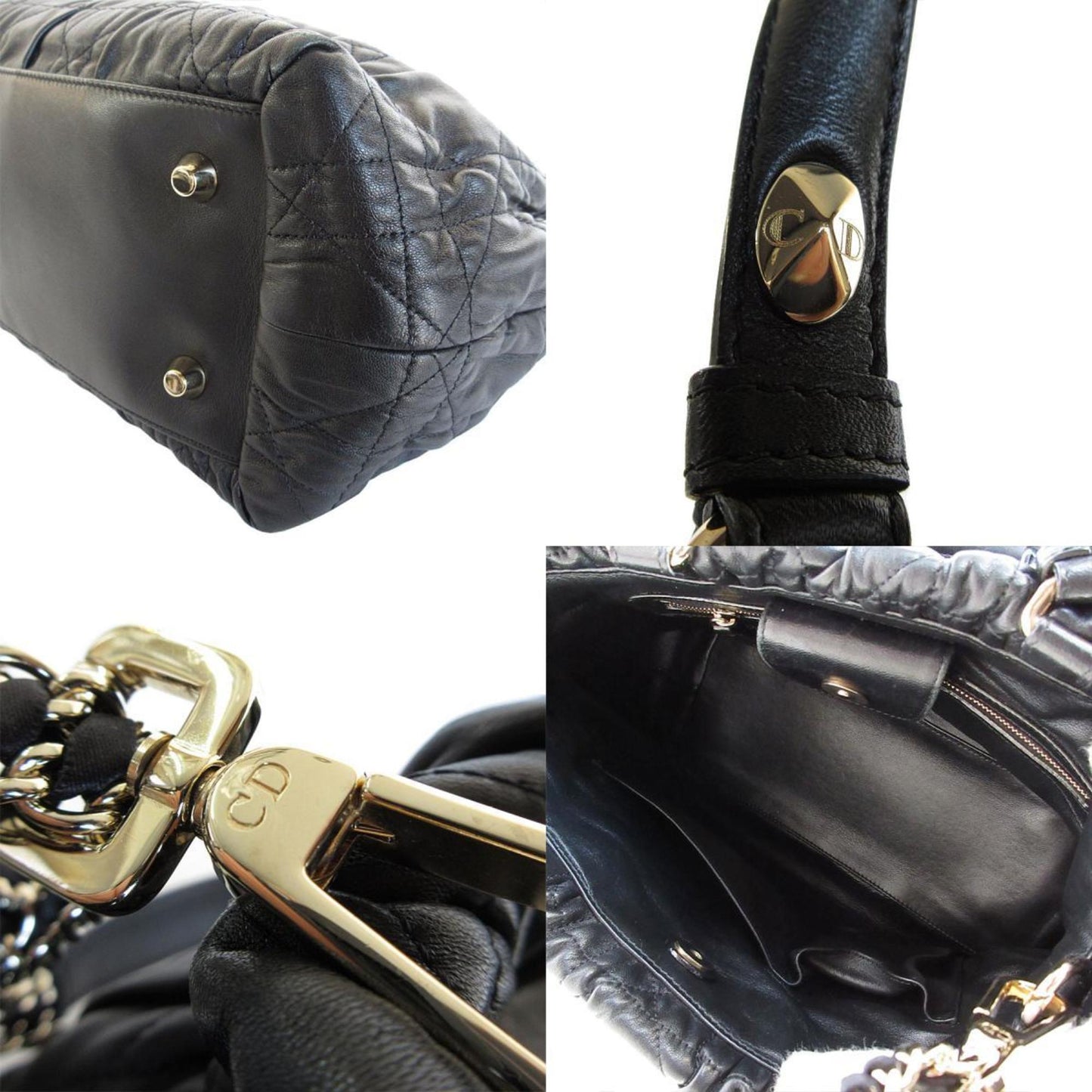Christian Dior Black Leather Handbag Shoulder Bag  
