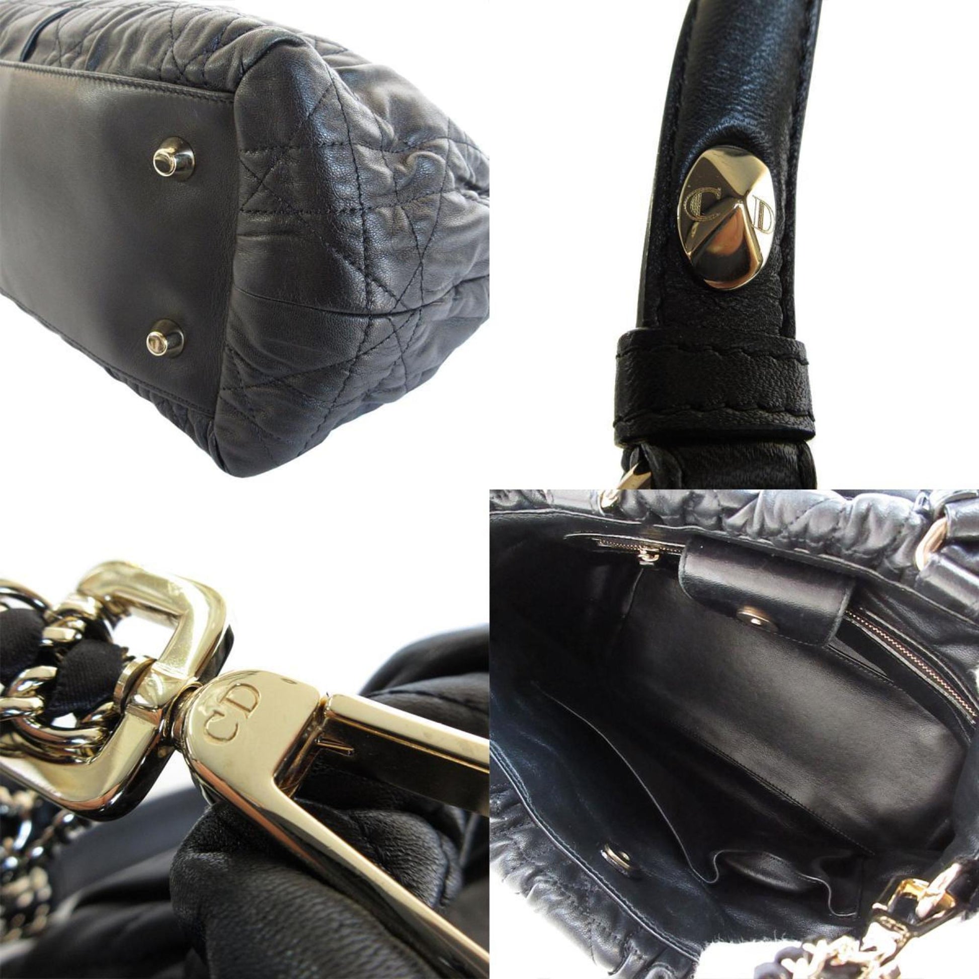 Christian Dior Black Leather Handbag Shoulder Bag  