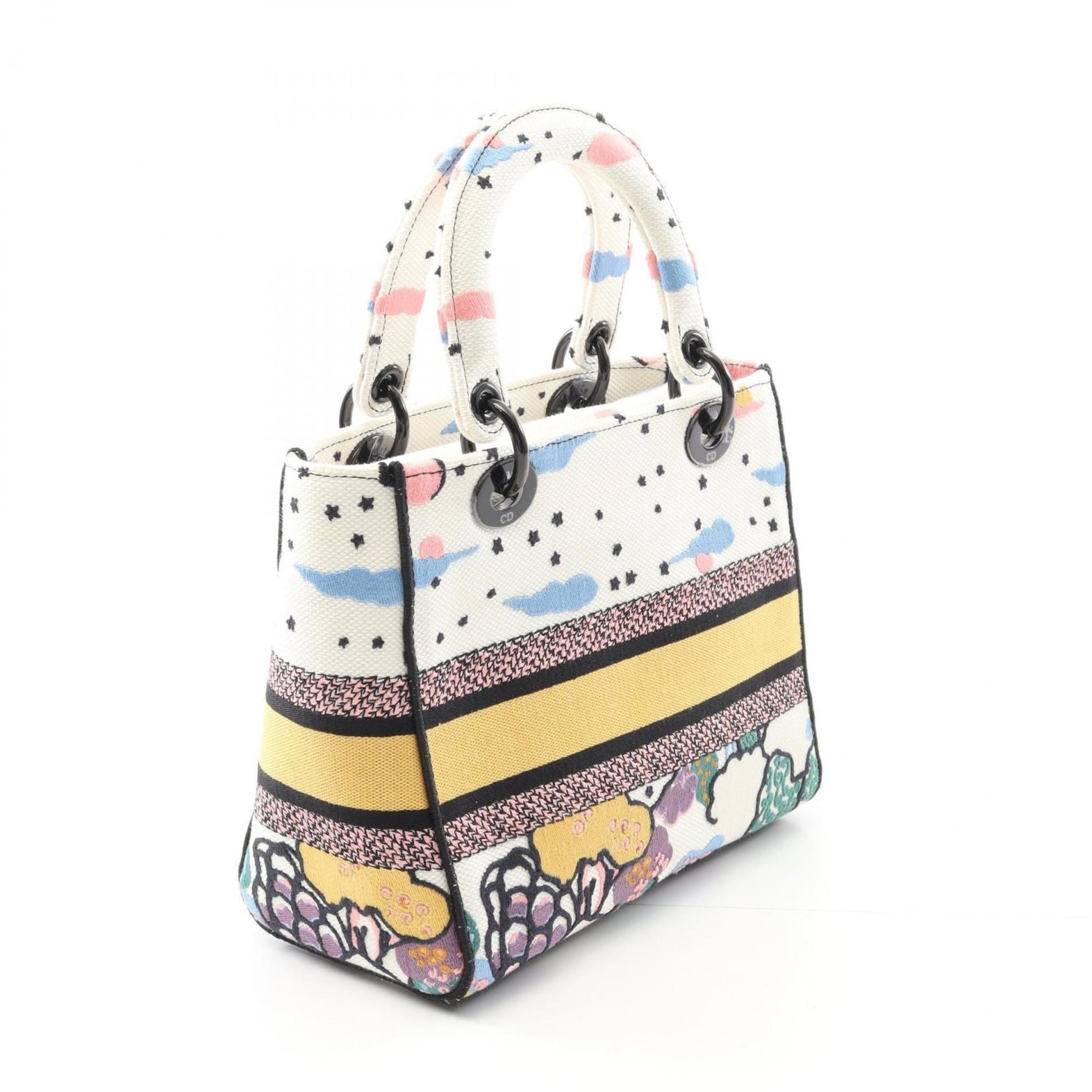 Christian Dior Multi-Color White Canvas Handbag  