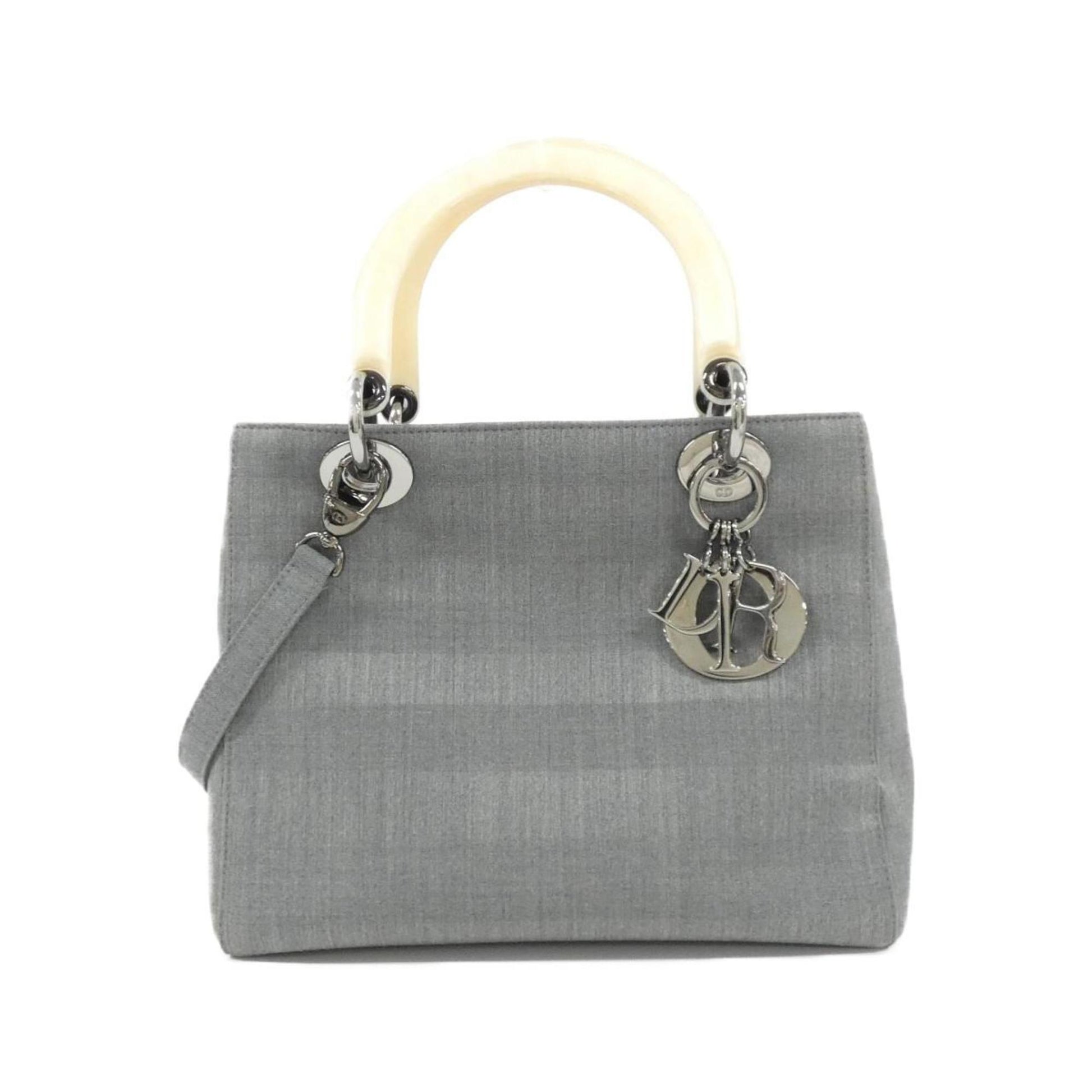 Christian Dior Beige Gray Canvas Handbag  