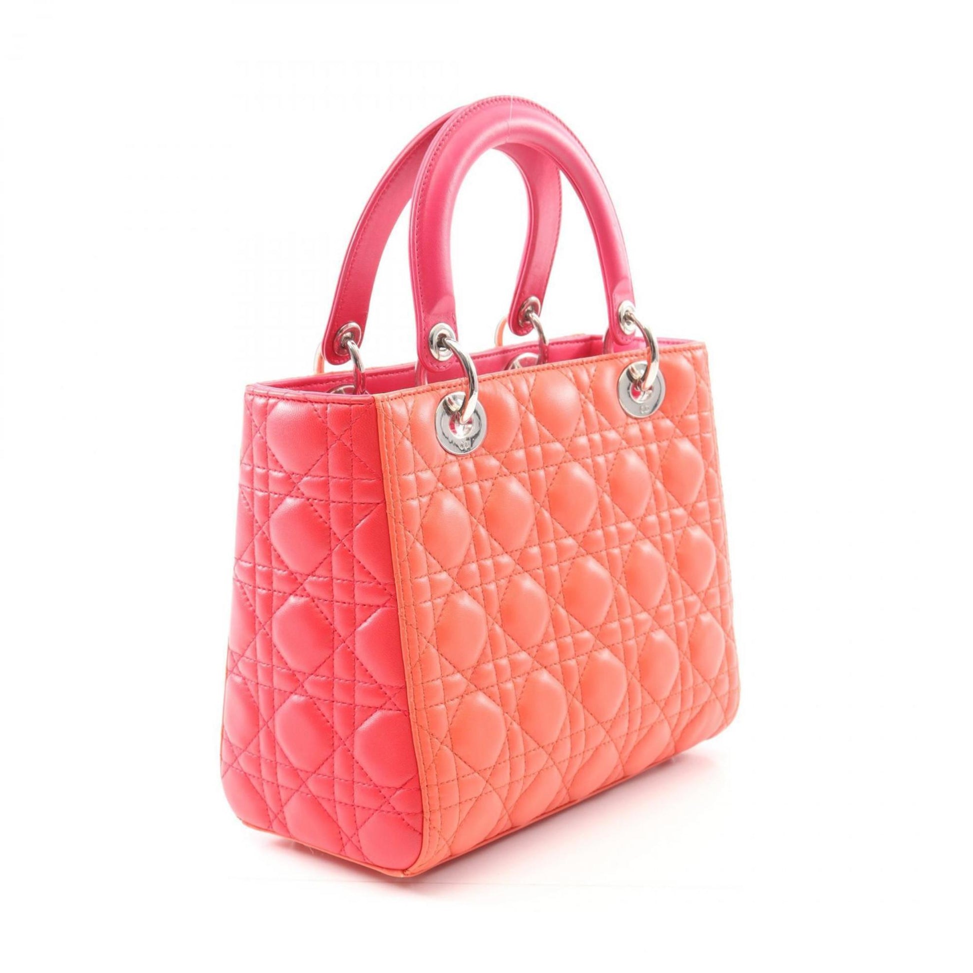 Christian Dior Orange Pink Leather Handbag  