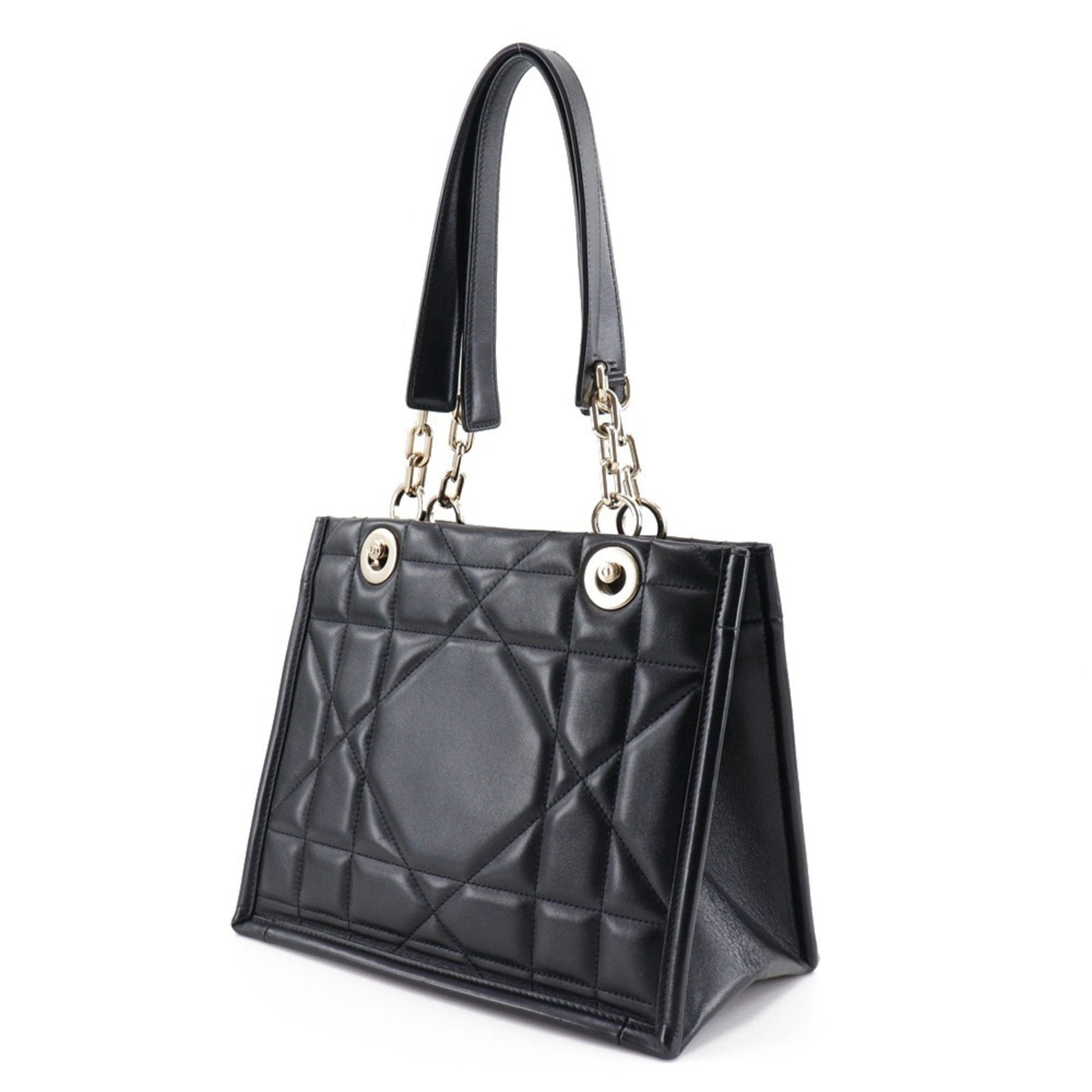 Christian Dior Black Leather Tote Bag  