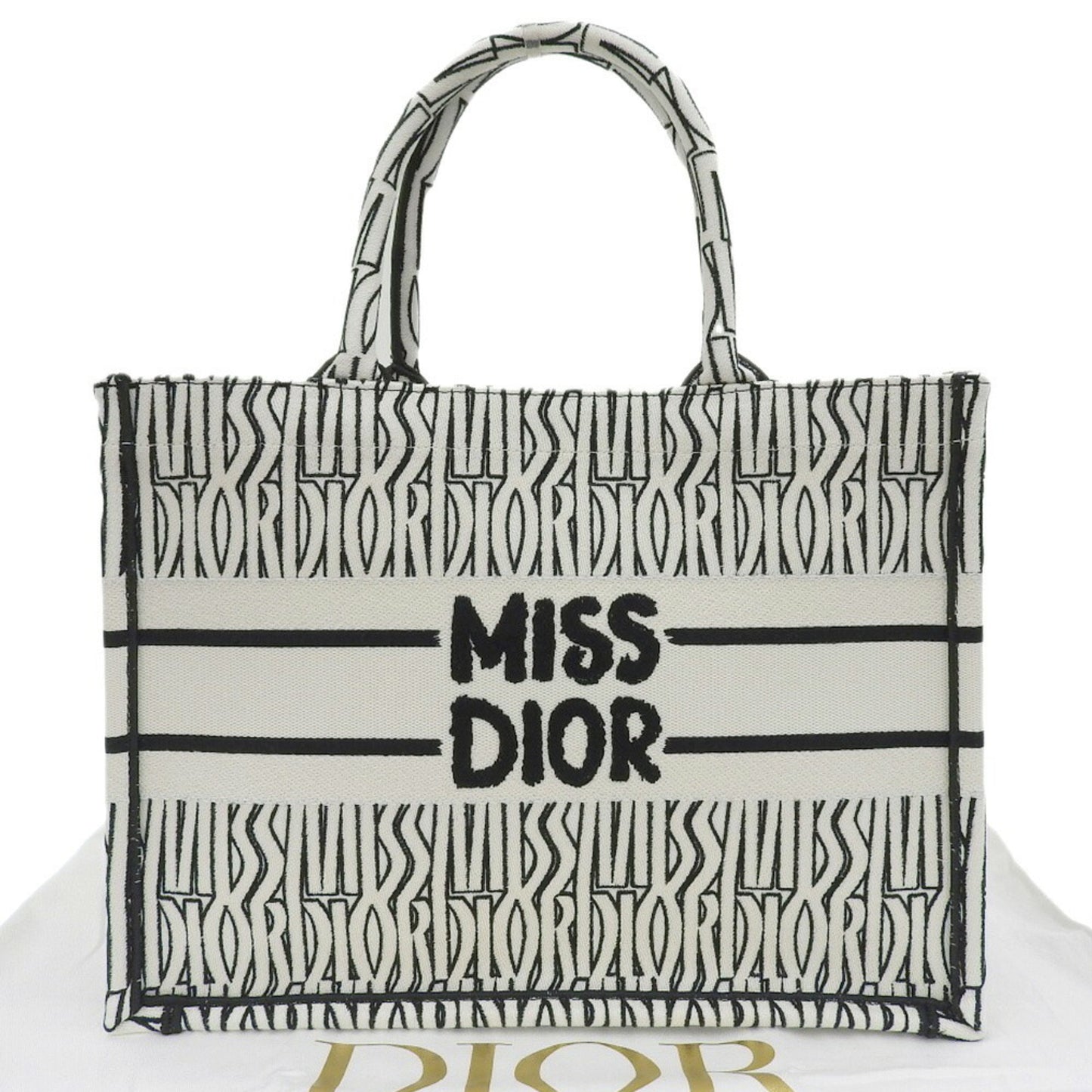 Christian Dior Black White Jacquard Tote Bag  