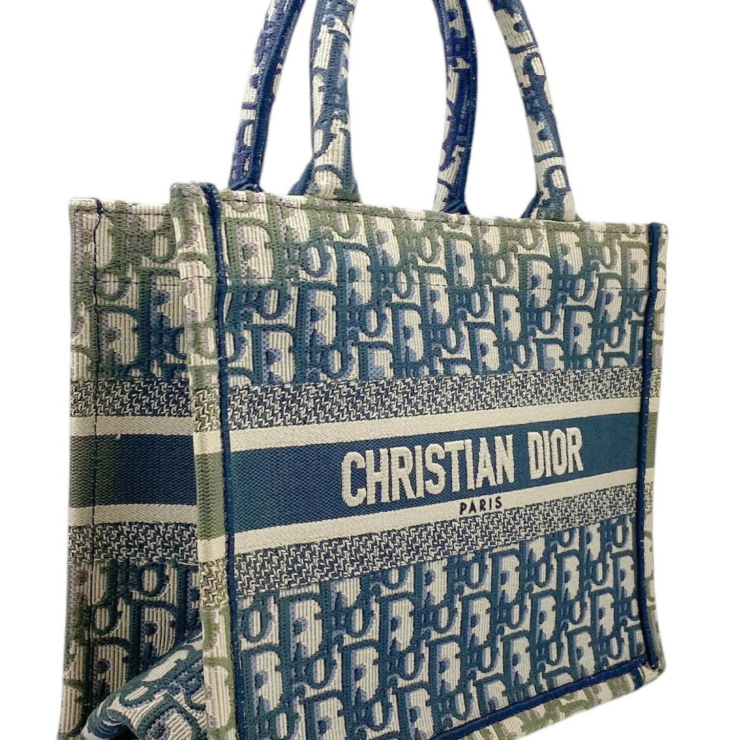 Christian Dior Khaki Navy Pink Canvas Handbag Tote Bag  