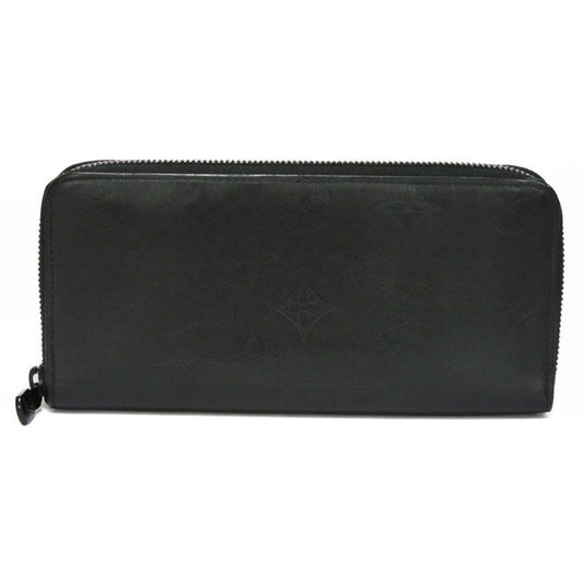 LOUIS VUITTON Long Wallet Zippy Vertical LV Logo Black New Round Zipper Monogram Shadow Noir M62902 Men's Bill Purse
