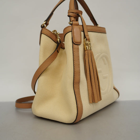 Gucci Leather Canvas Shoulder Bag
