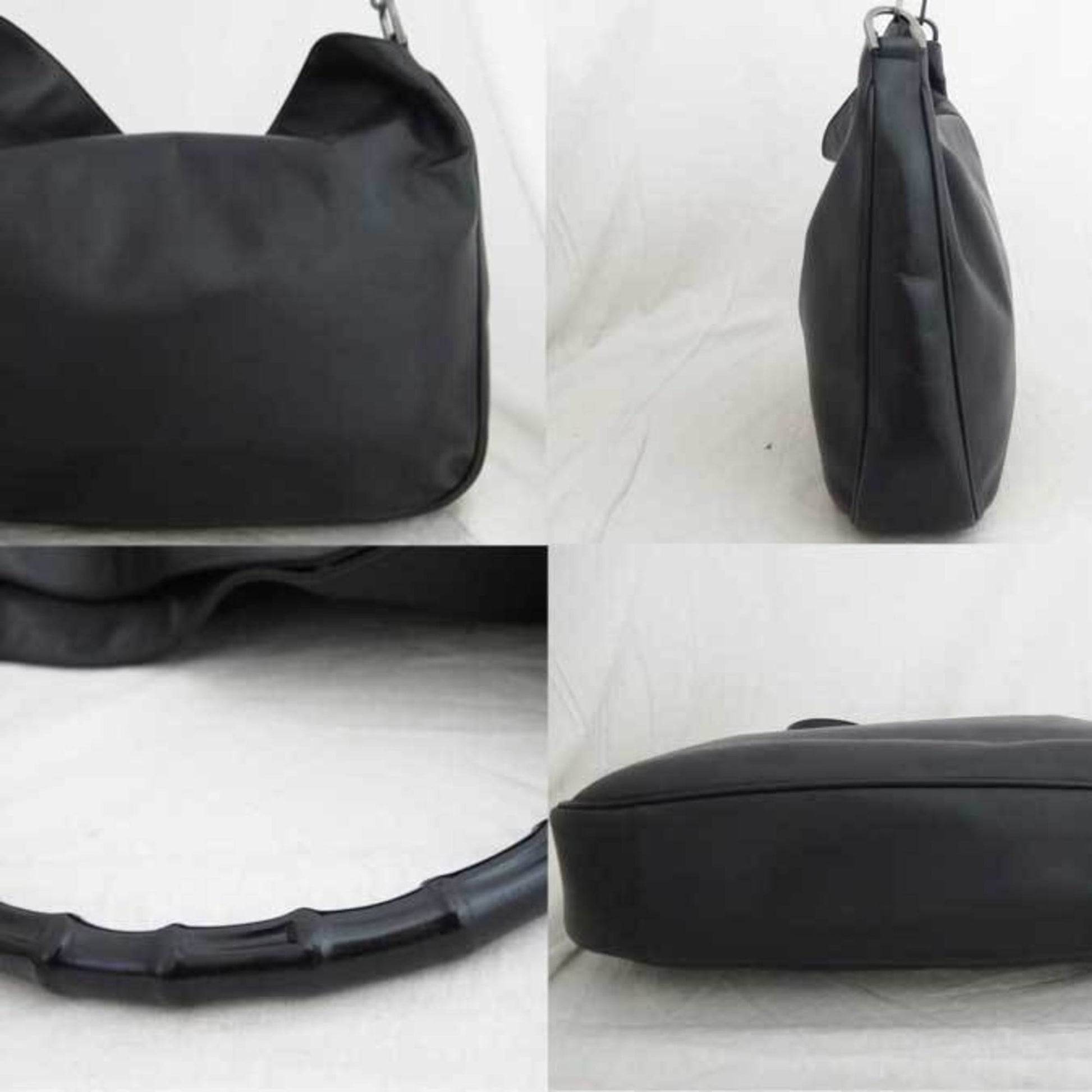 Gucci Bamboo Black Leather Shoulder Bag Style 10