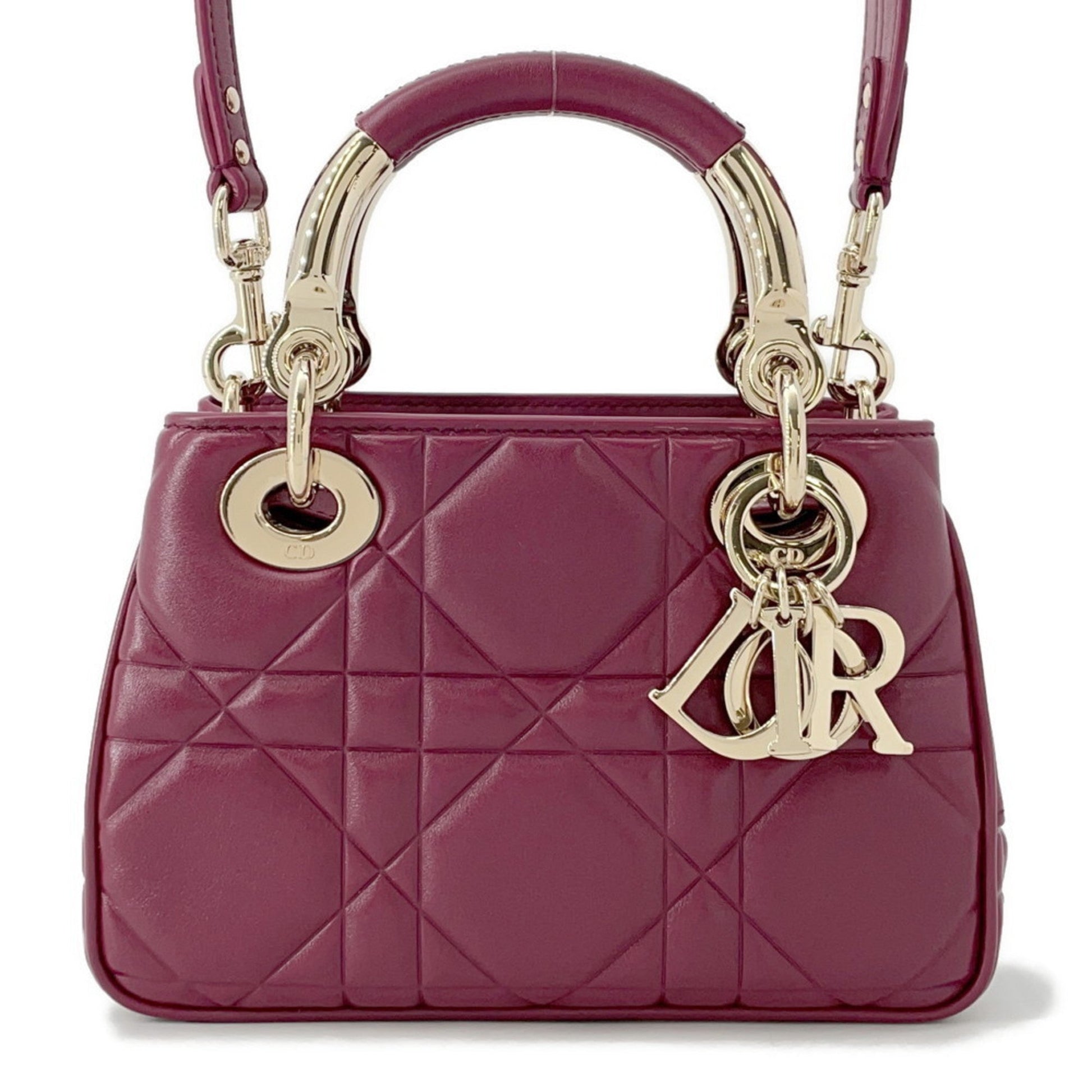 Christian Dior Bordeaux Champagne Gold Leather Handbag  