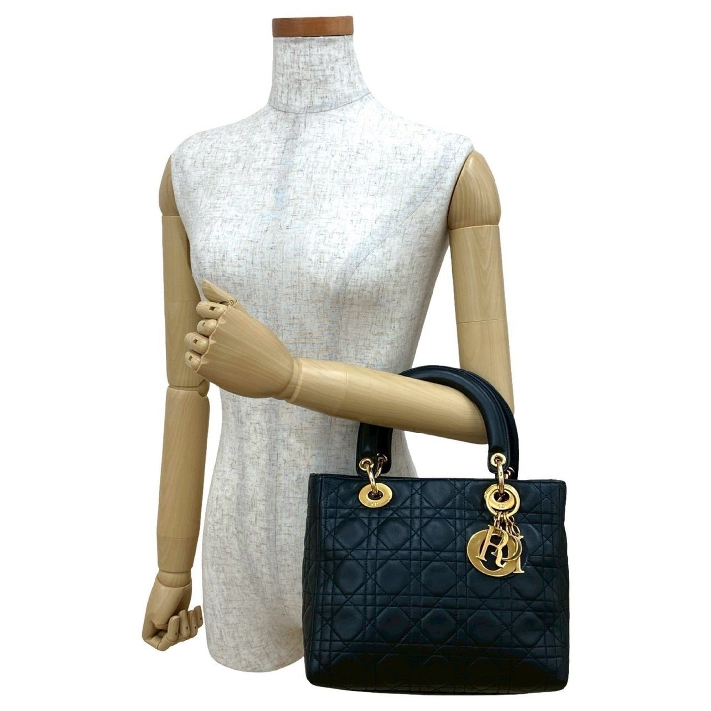 Christian Dior Black Leather Handbag Tote Bag  