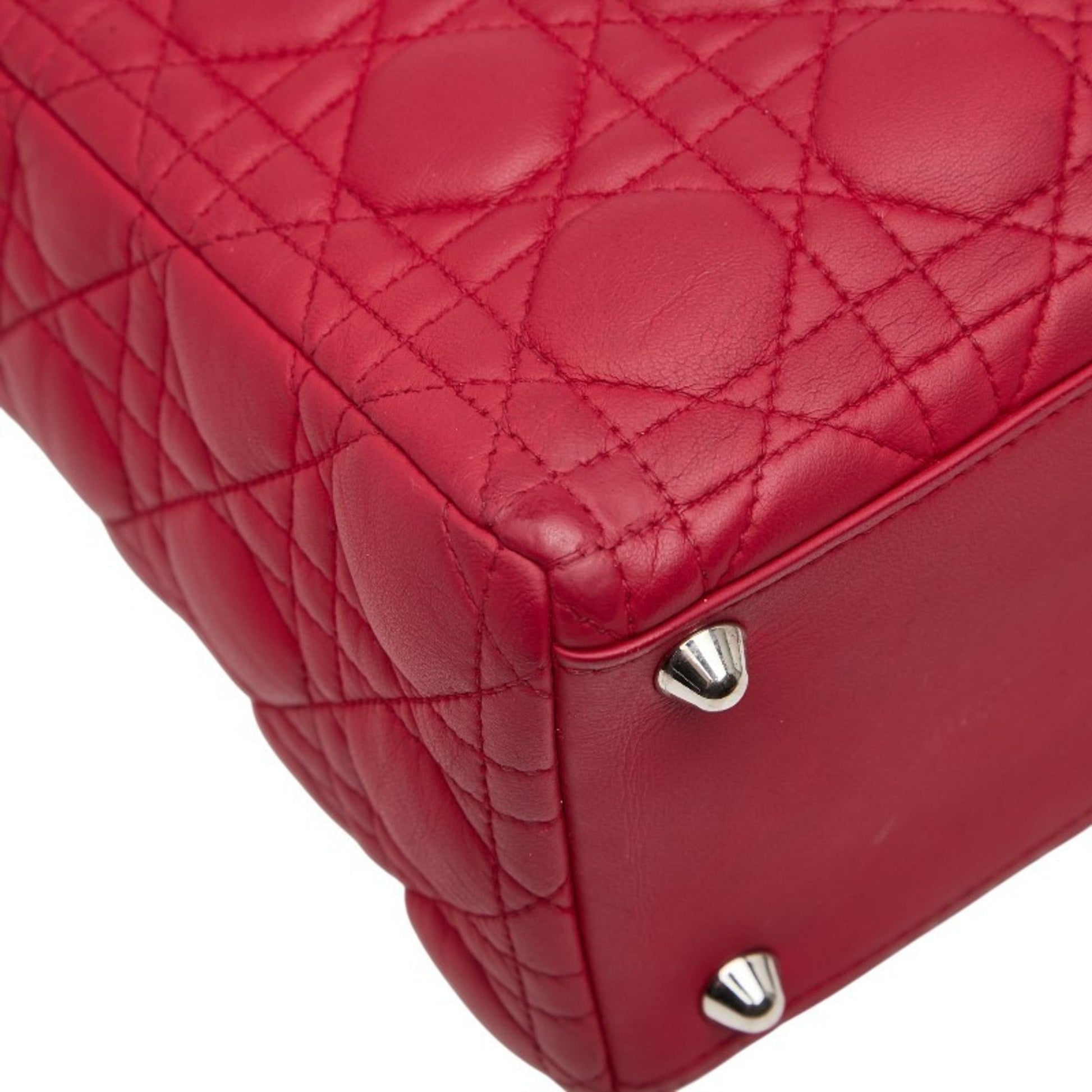 Christian Dior Lady Dior Red Color Leather Handbag Shoulder Bag  