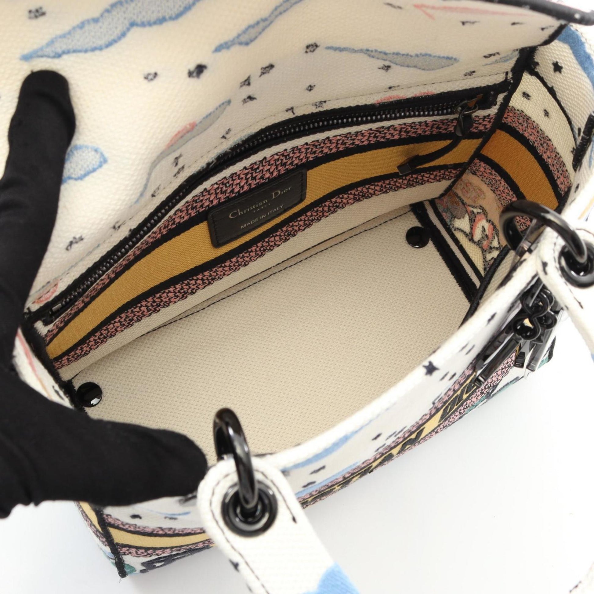 Christian Dior Multi-Color White Canvas Handbag  