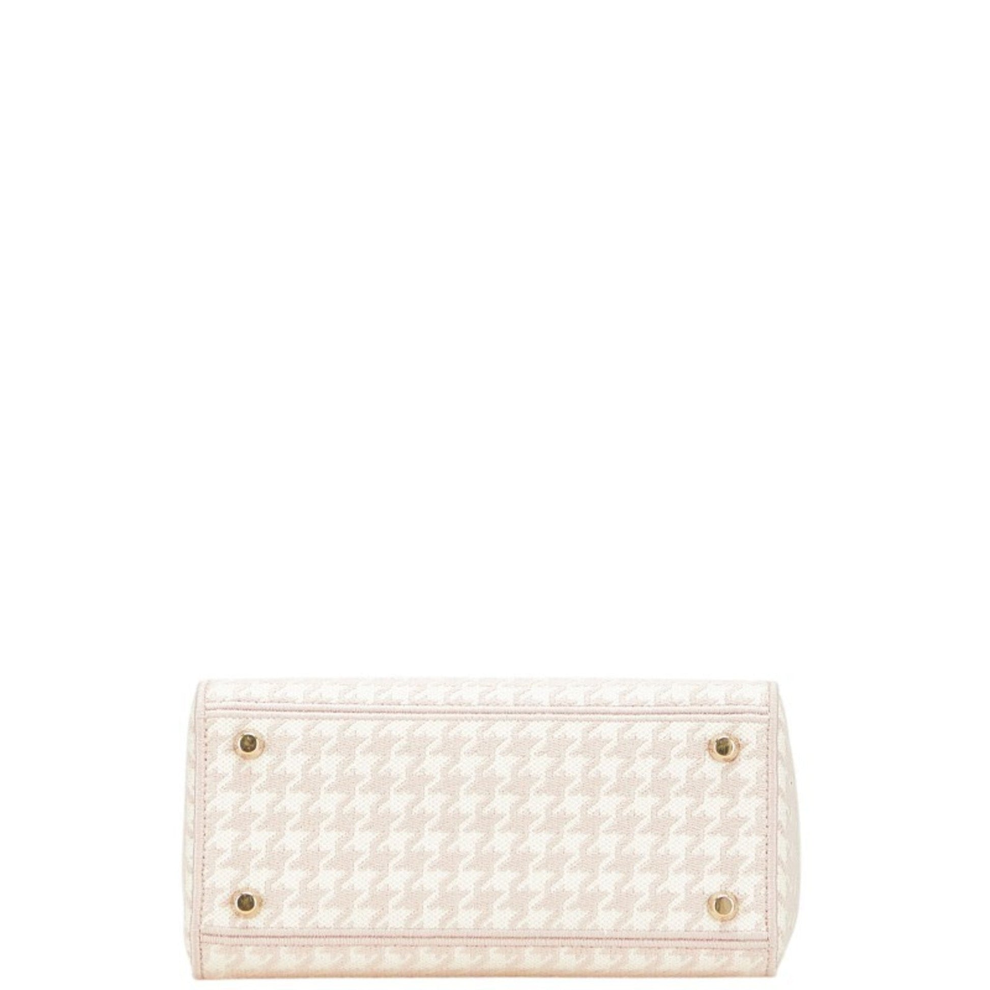 Christian Dior Lady Dior Pink White Canvas Handbag Shoulder Bag  
