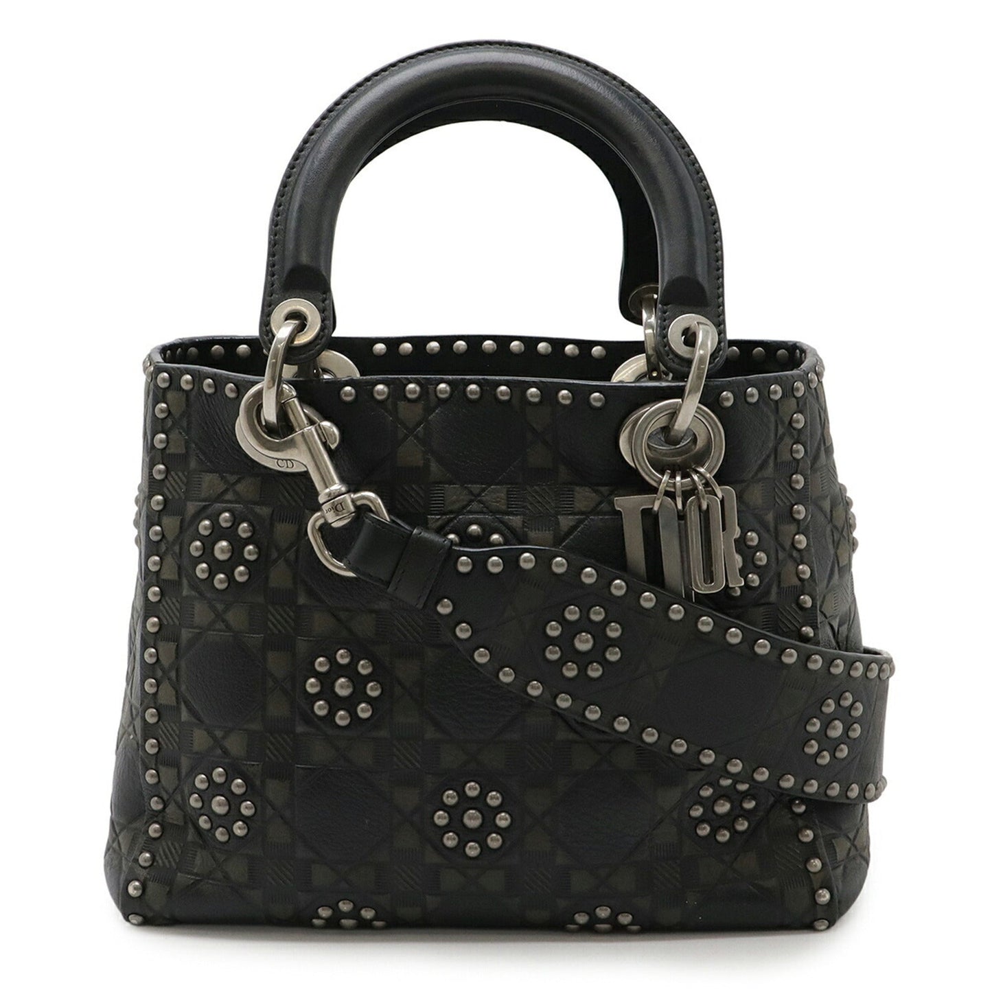 Christian Dior Black Khaki Leather Handbag Shoulder Bag  