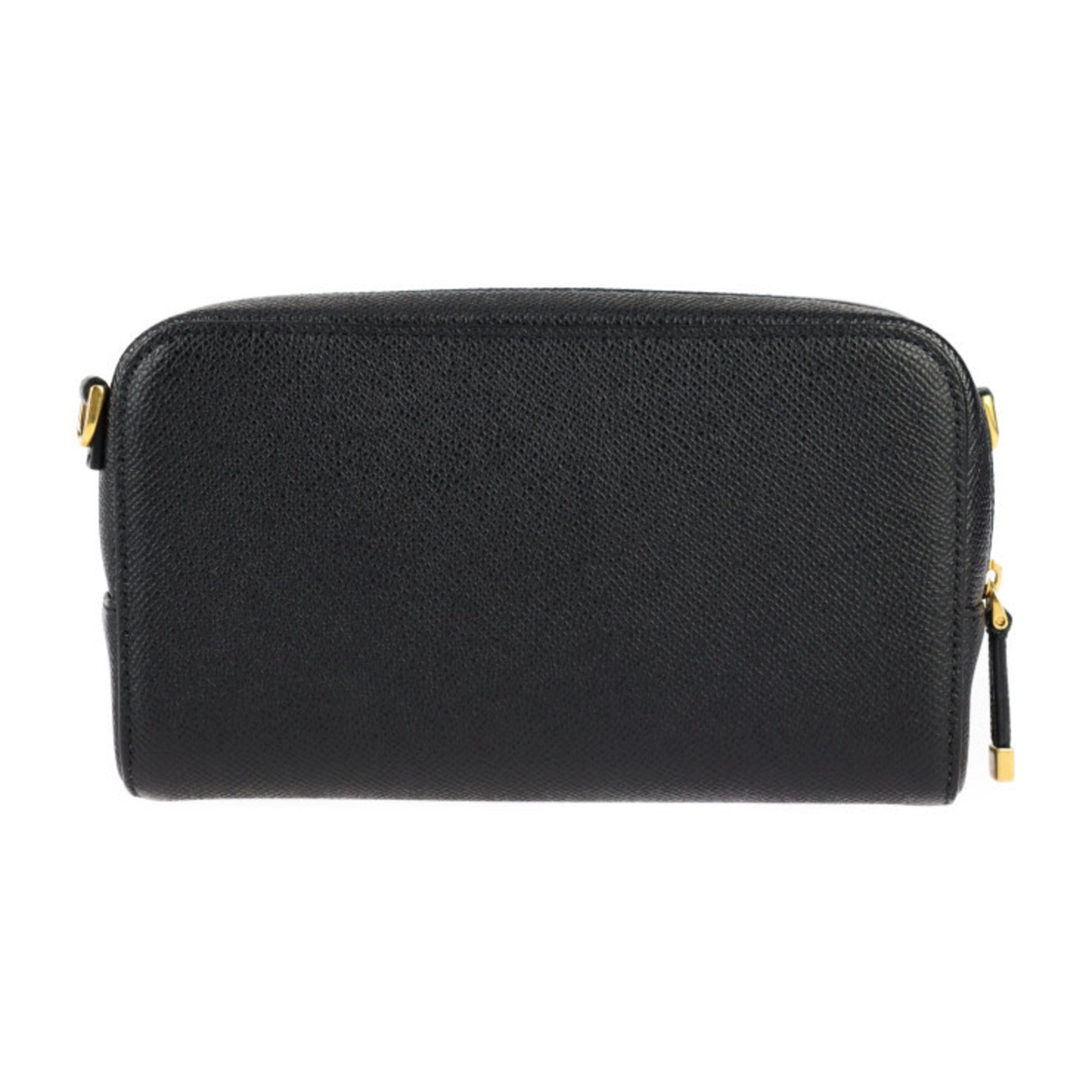 Christian Dior Black Leather Clutch Bag Handbag Pochette Pouch Shoulder Bag  