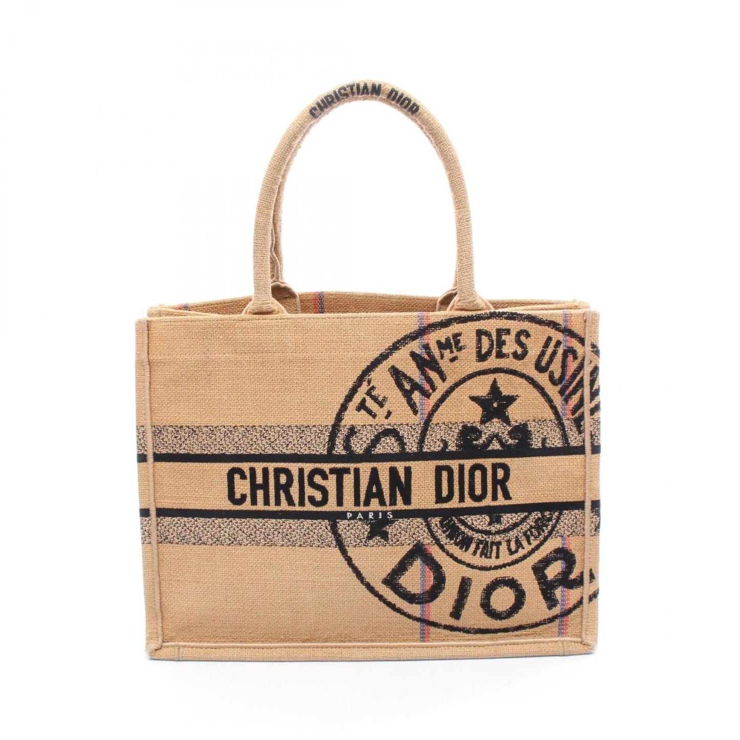 Christian Dior Black Brown Multi-Color Raffia Tote Bag  