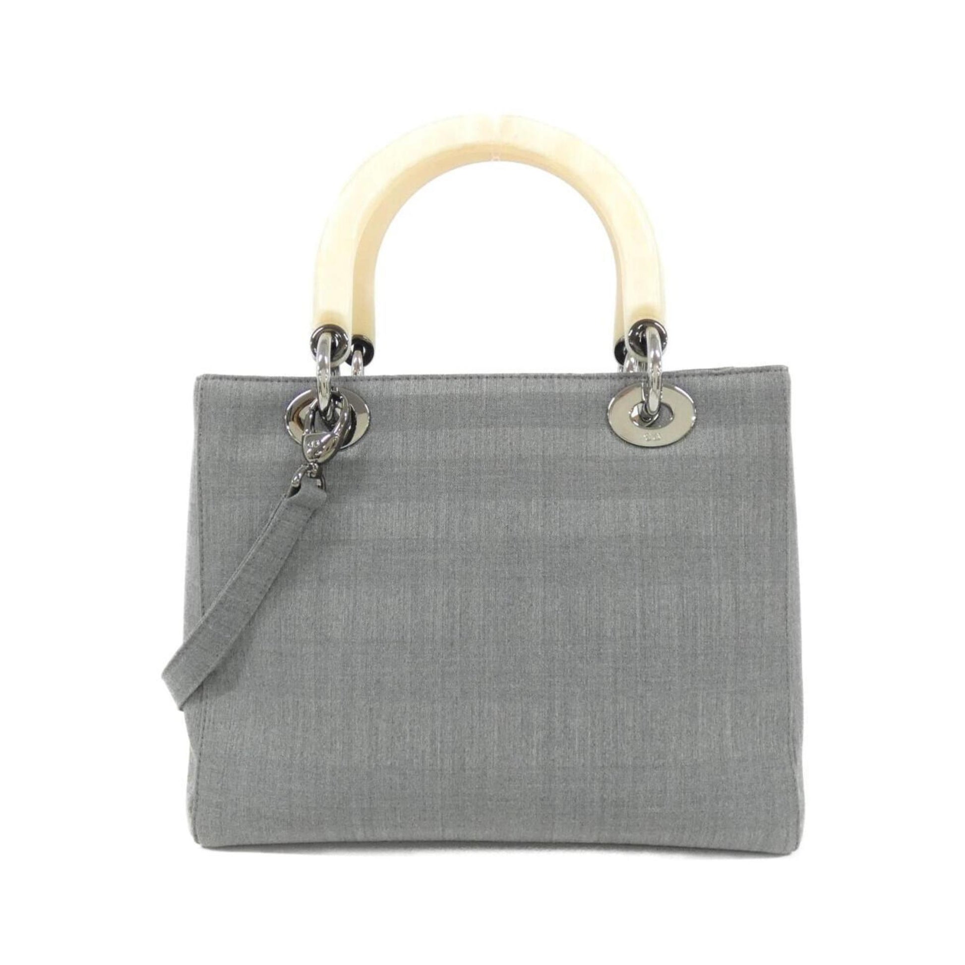 Christian Dior Beige Gray Canvas Handbag  