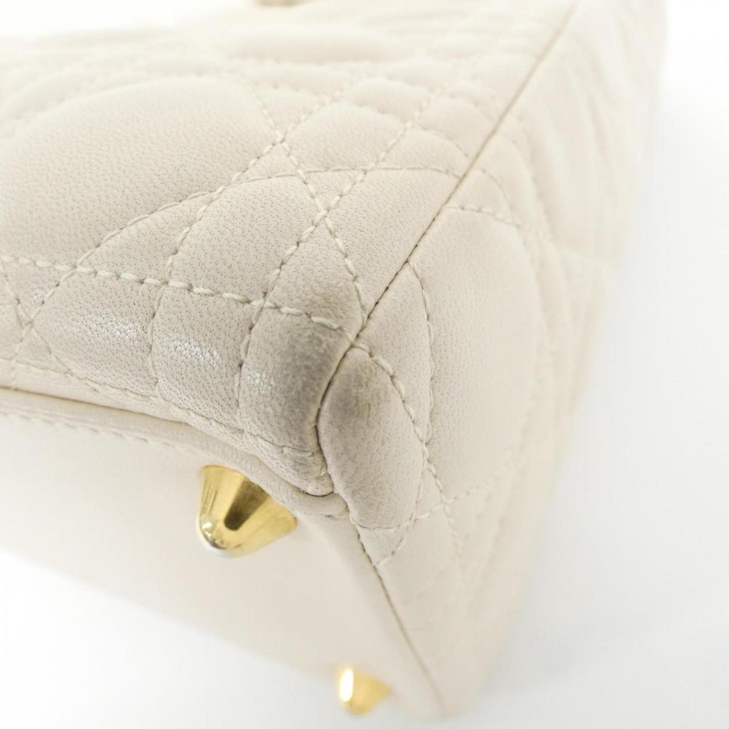 Christian Dior Ivory Leather Handbag  