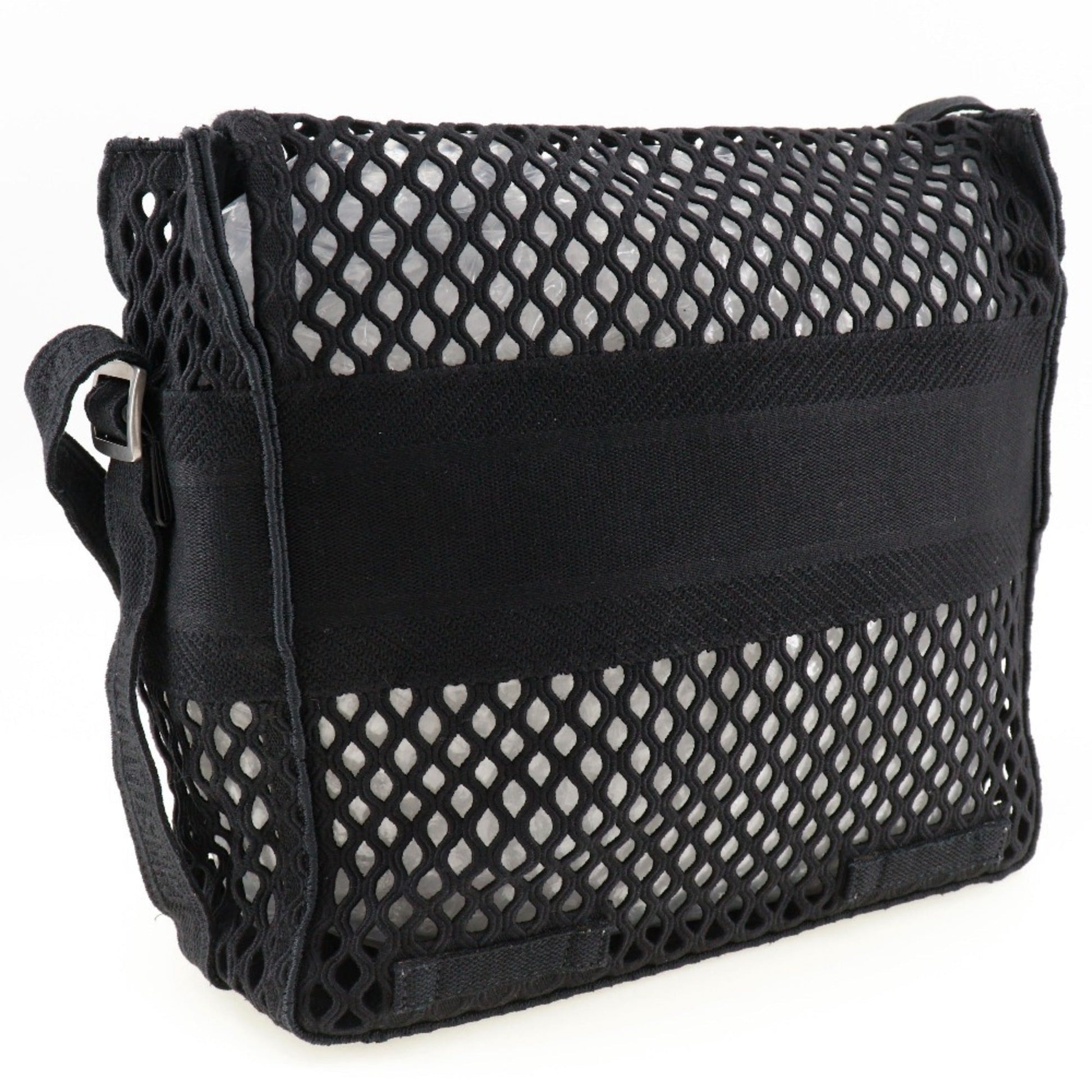 Christian Dior Black Mesh Messenger Bag Shoulder Bag  