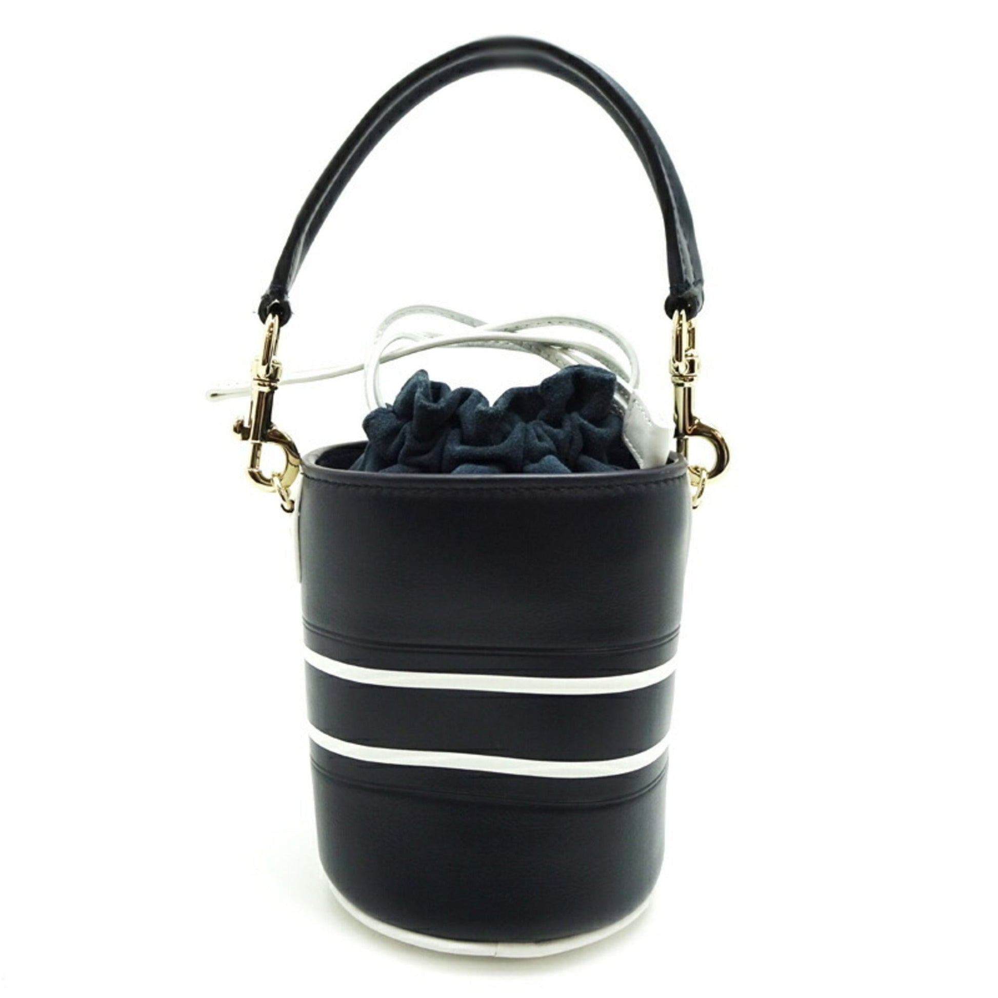Christian Dior Navy White Leather Shoulder Bag  