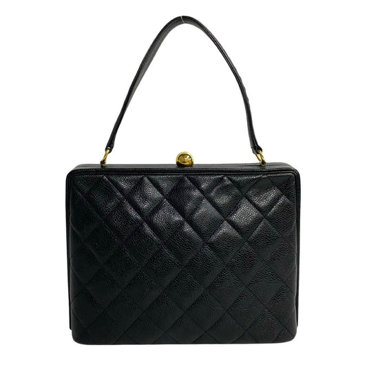 CHANEL Chanel Matelasse Coco Mark Caviar Skin Leather Handbag Tote Bag Black b76-3
