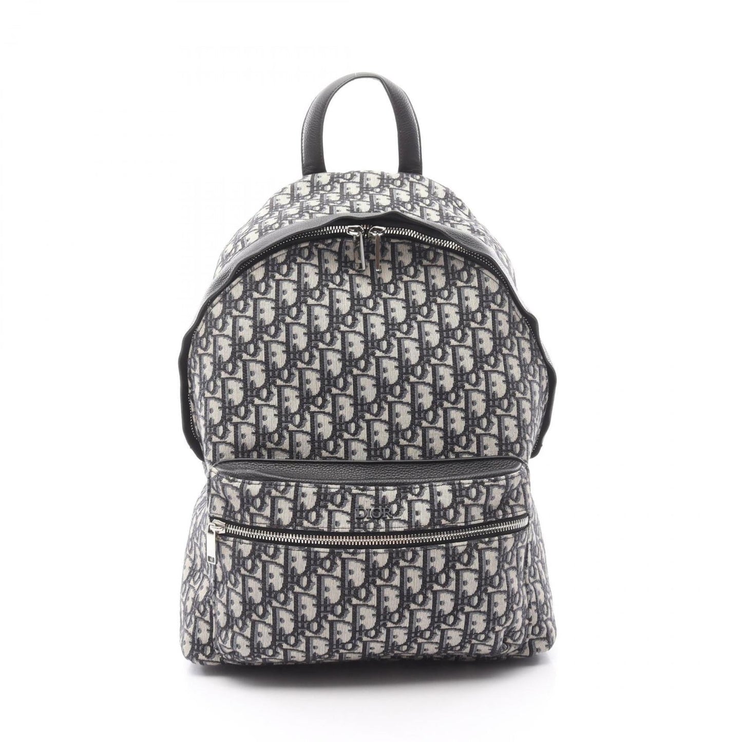 Christian Dior Beige Black Blue Canvas Leather Backpack  